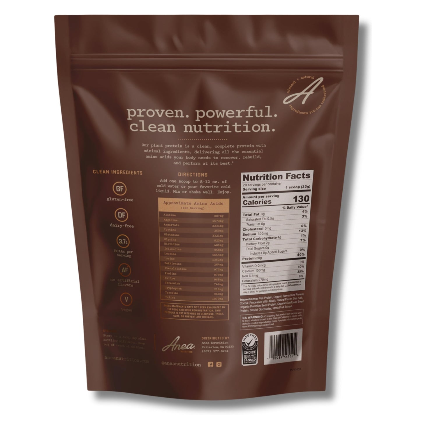 Anea Nutrition Plant Protein Powder Chocolate 23.0692