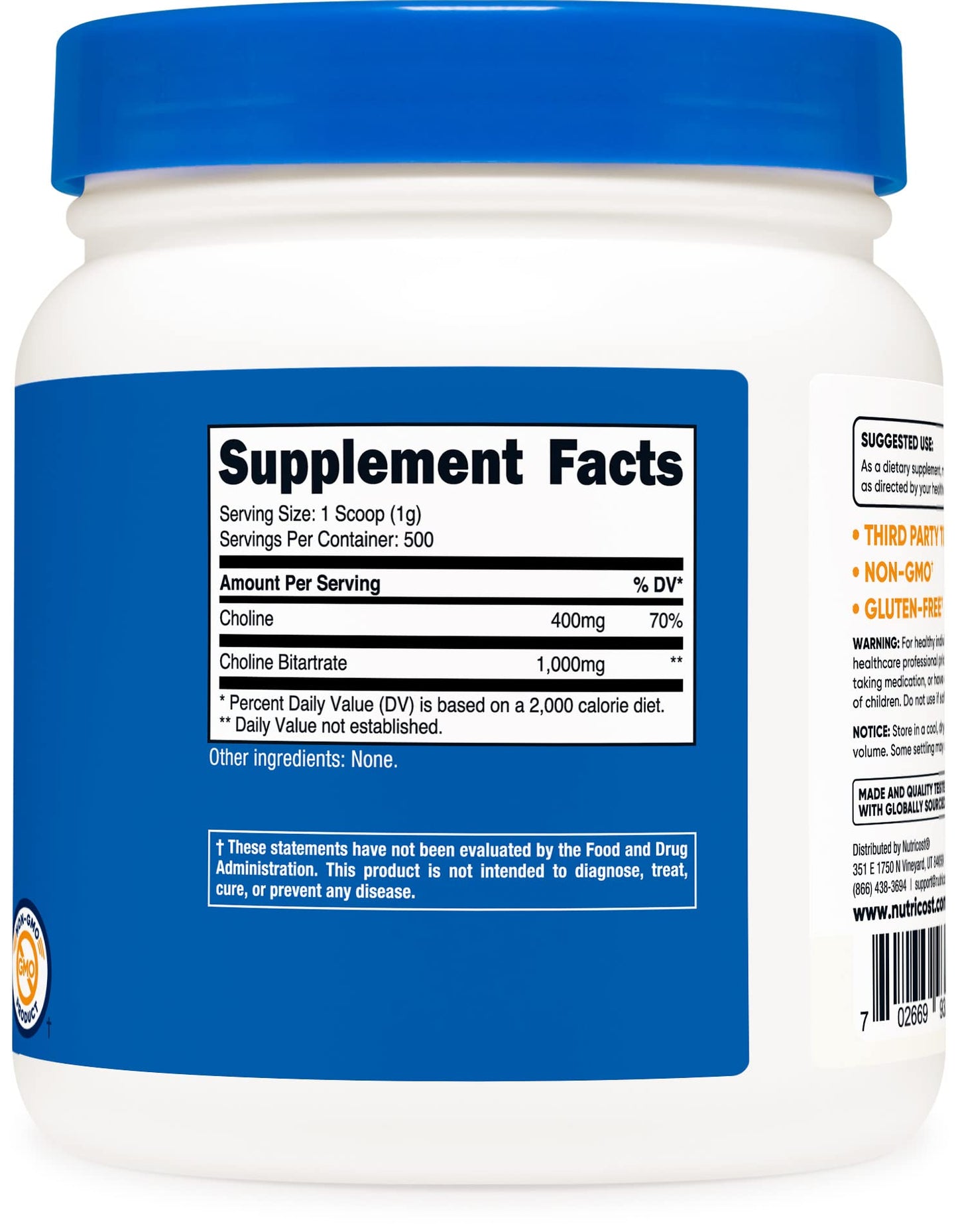 Nutricost Choline Bitartrate Powder, Pack of 3 Bottles