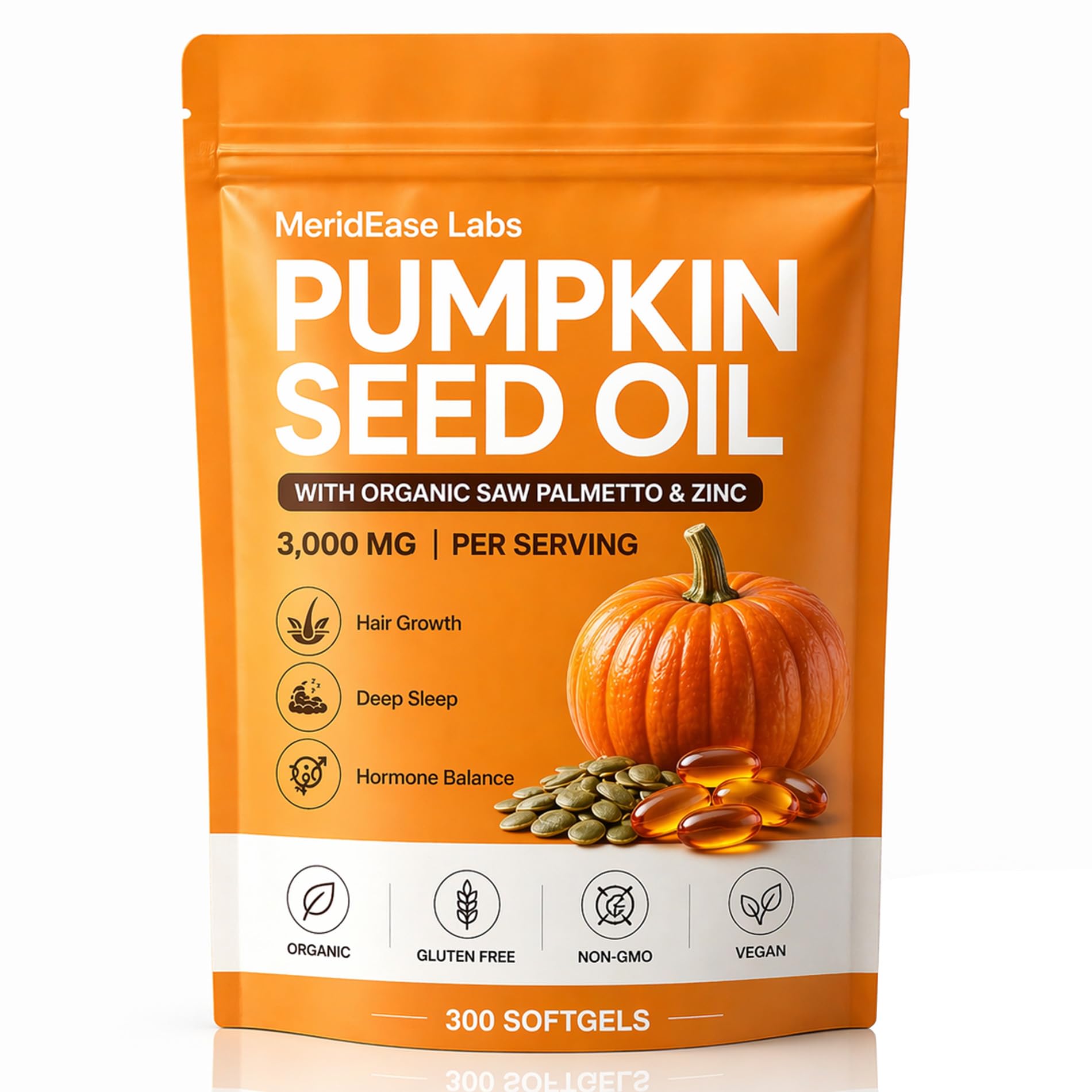 Guluxly Pumpkin Seed Oil Softgels with Natural Phytosterols & Essential Fatty Acids, Cold Pressed Formula for Urinary Health, Hair & Skin Support, Non-GMO Daily Wellness Supplement, 300 Softgels