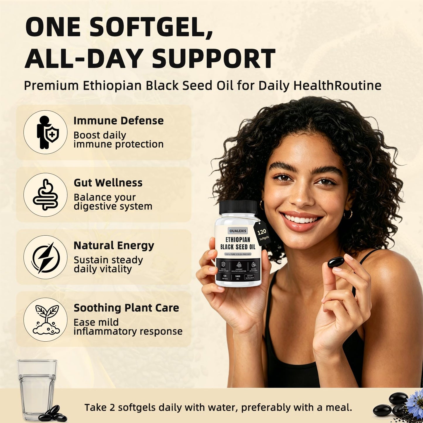 QualExis Ethiopian Black Seed Oil Softgels 120 Count