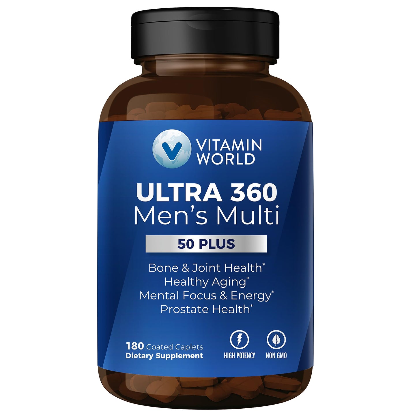 Vitamin World Ultra 360 Multivitamin for Men 50 Plus Caplets, 180 Count