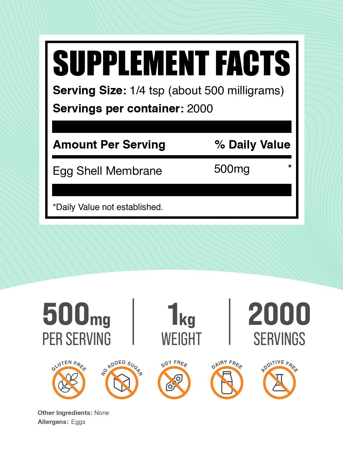 BulkSupplements Egg Shell Membrane Powder - Collagen Powder Supplement, 1kg