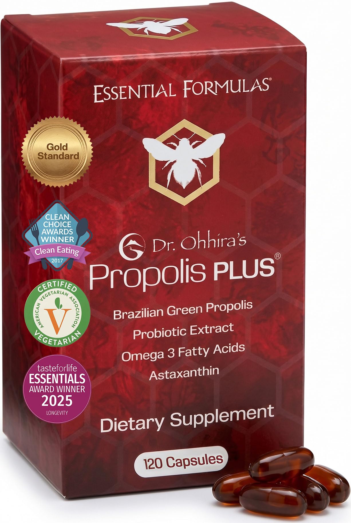 Essential Formulas Dr Ohhira's Propolis Plus Bee Propolis Capsules 120 Count