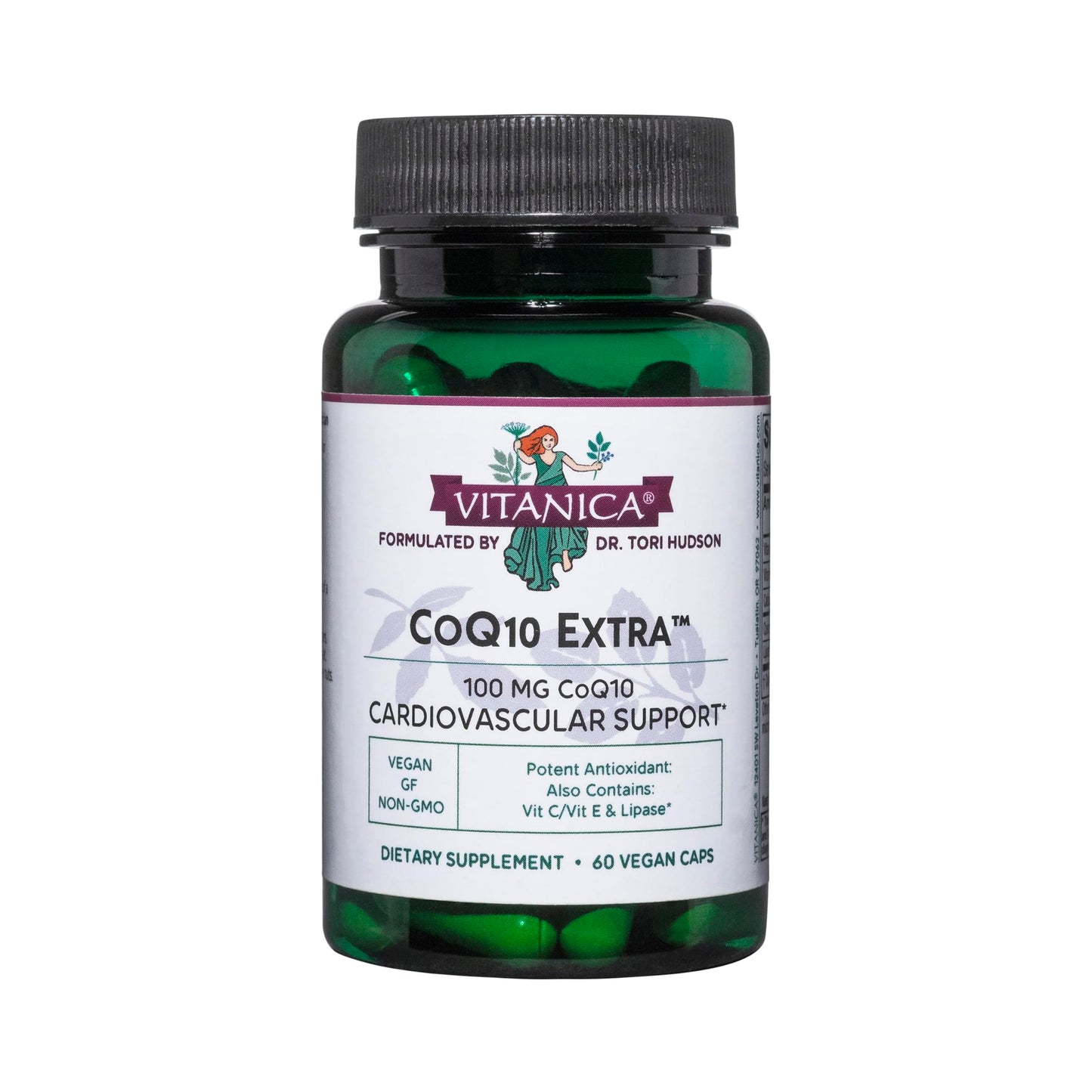 Vitanica CoQ10 Extra Natural CoQ10 100mg Non-GMO Vegan Capsules, 60 Count