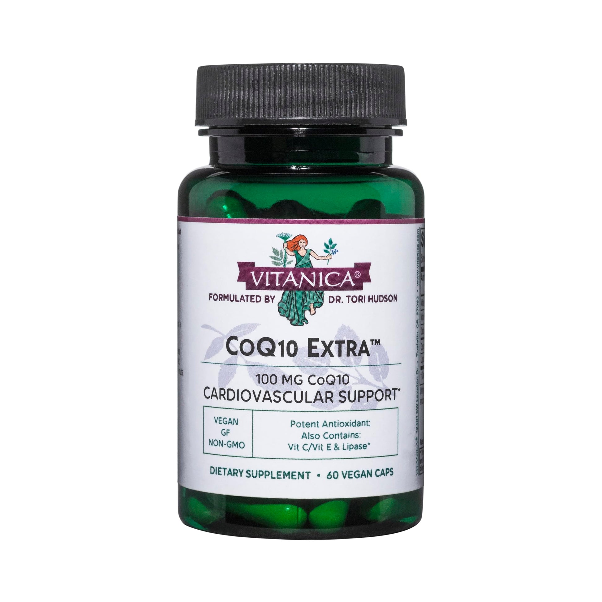 Vitanica CoQ10 Extra Natural CoQ10 100mg Non-GMO Vegan Capsules, 60 Count