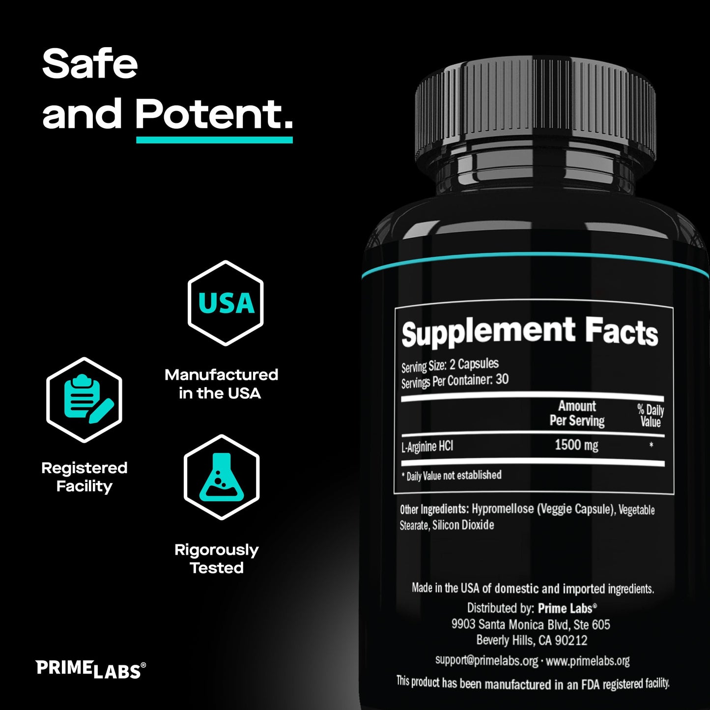 Prime Labs L Arginine 1500mg Capsule, 60 Count