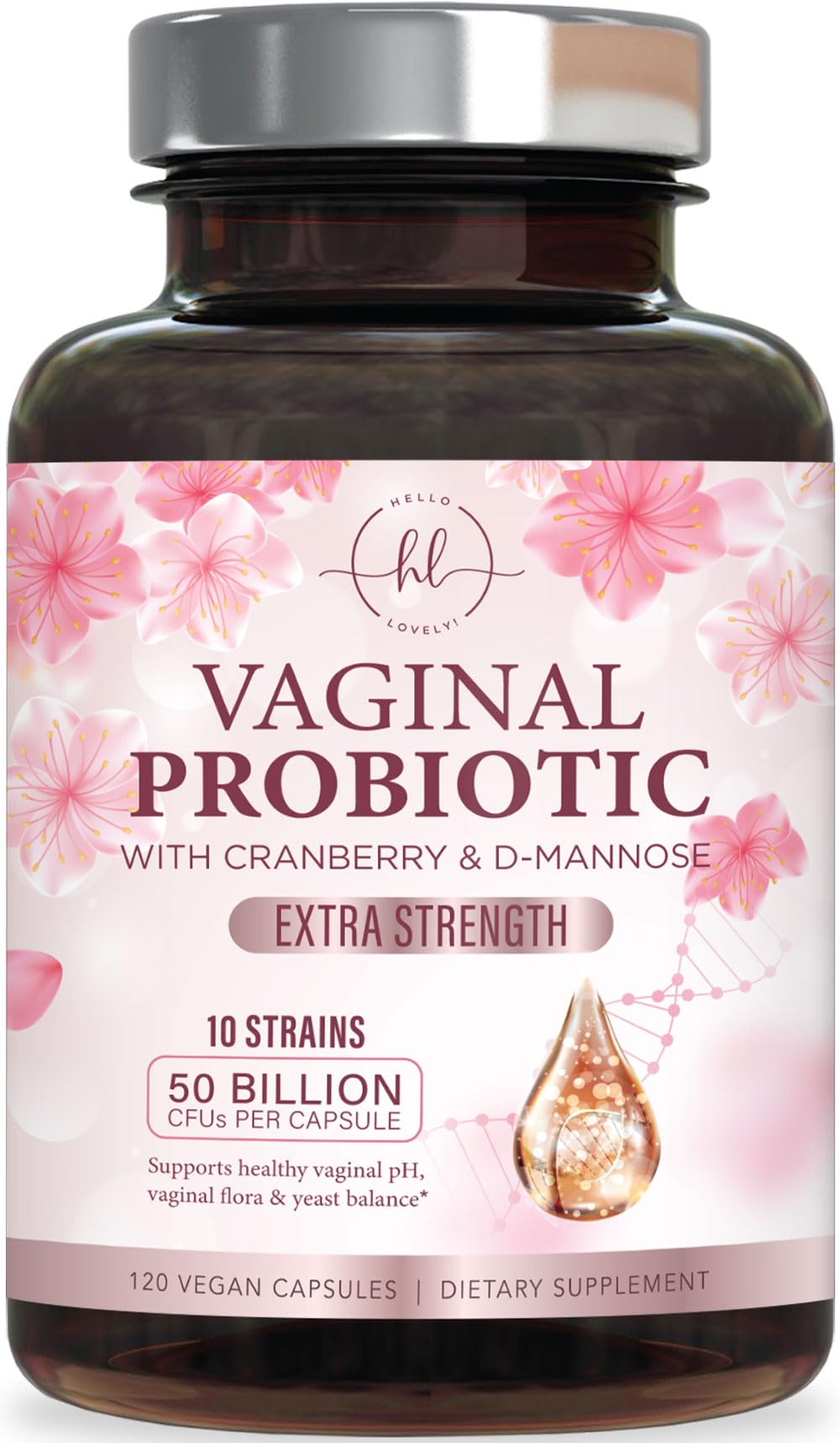 Hello Lovely! Vaginal Probiotics for Women Capsules, 120 Count, 50 Billion CFU per Capsule