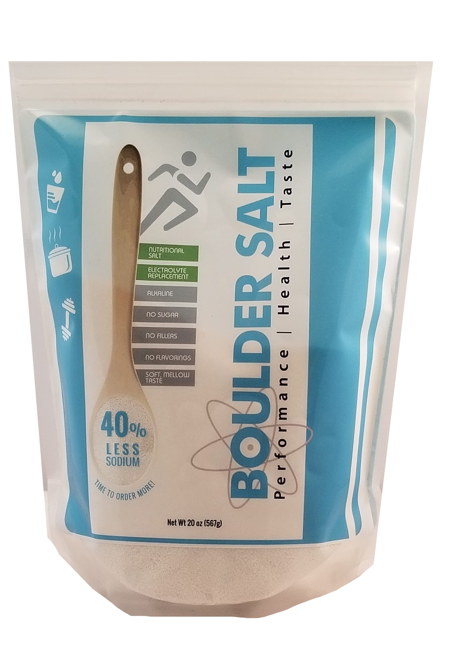 Boulder Salt Performance Health Taste Low Sodium Potassium Magnesium Salt Substitute Electrolyte Salt Powder Unflavored 20oz