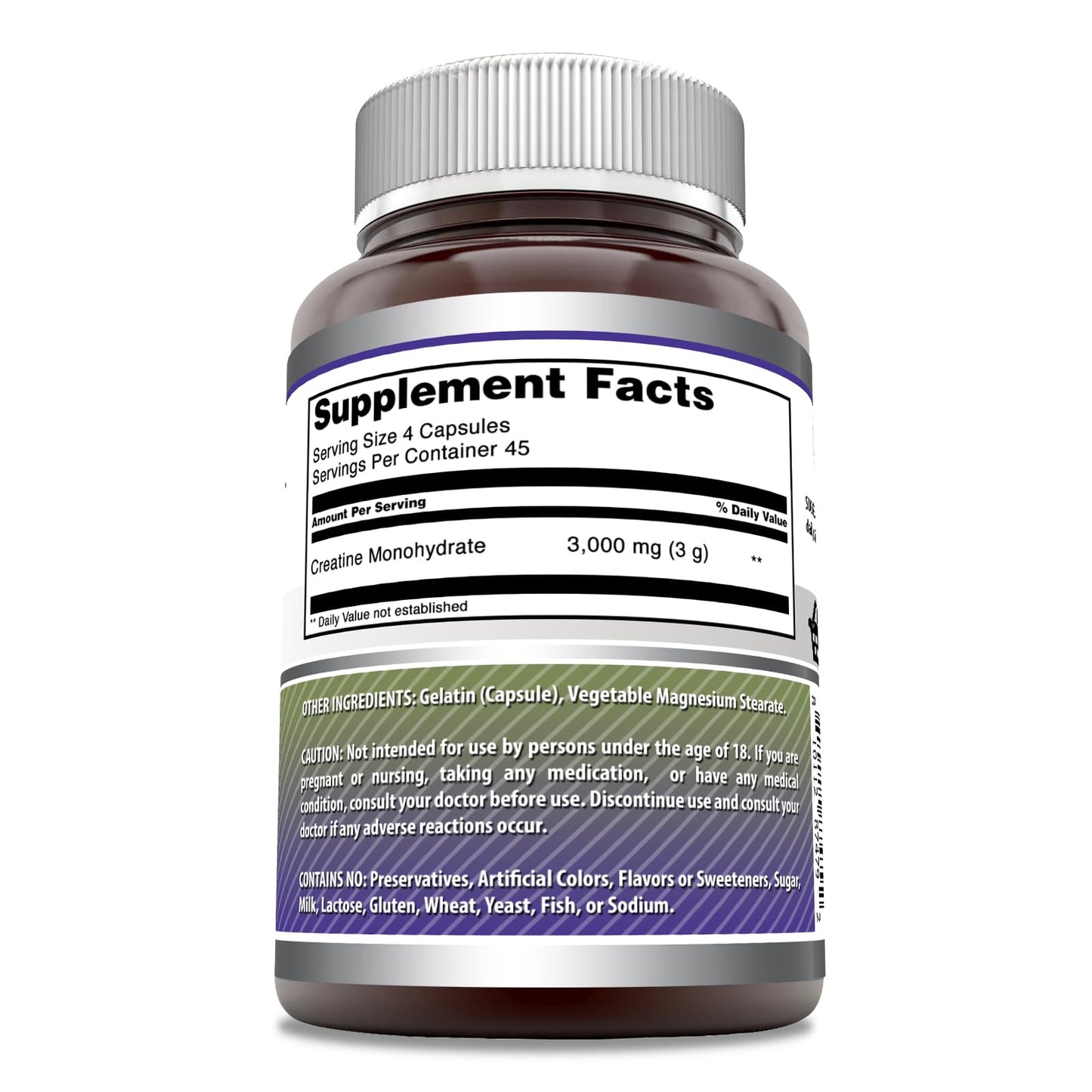 Amazing Nutrition Creatine Monohydrate 3000 Mg Capsules, 180 Count