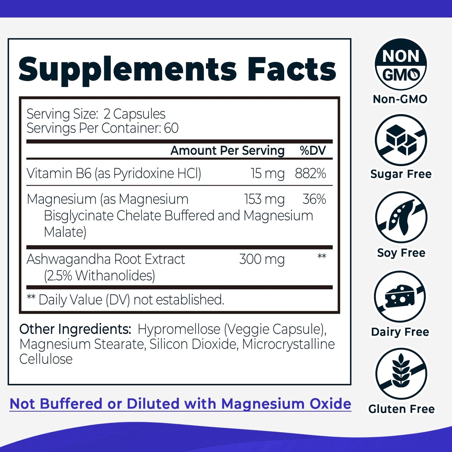 Divinity Nutra Magnesium Ashwagandha Supplement, 120 Capsules