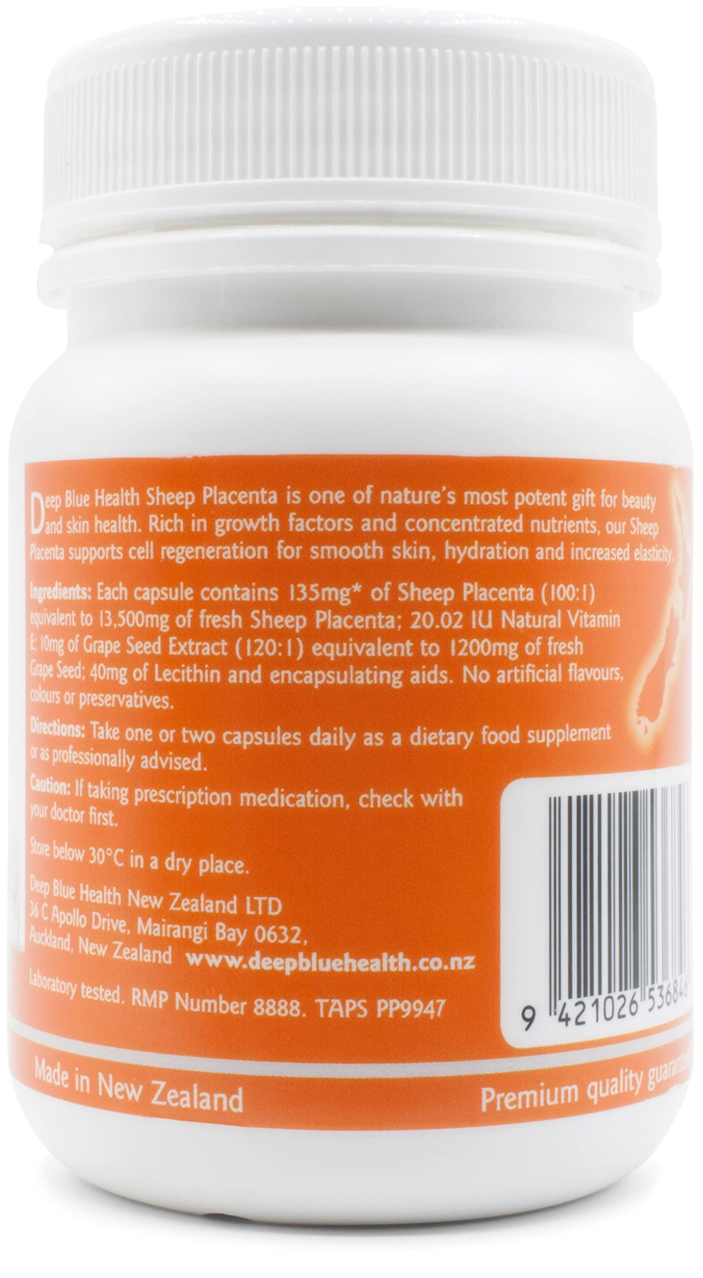 Deep Blue Health New Zealand Sheep Placenta with Grape Seed Extract and Vitamin E 13500mg x 60 Soft Gel Capsules