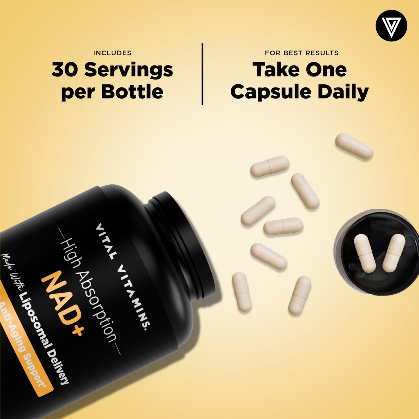 Vital Vitamins NAD+ NAD Supplement Capsules 30 Count