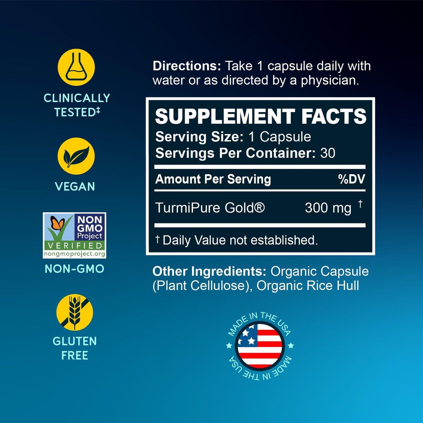 BioEmblem Turmeric Curcumin with TurmiPure Clinically Studied - Joint Support, Healthy Inflammation - Non-GMO, 30 Capsules