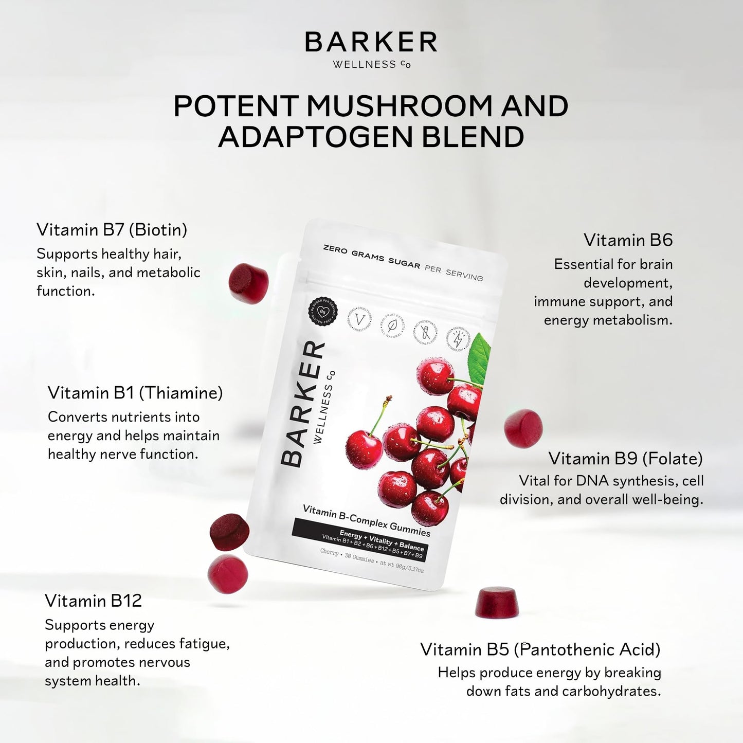 Barker Wellness Co Vitamin B-Complex Gummies 30 Count