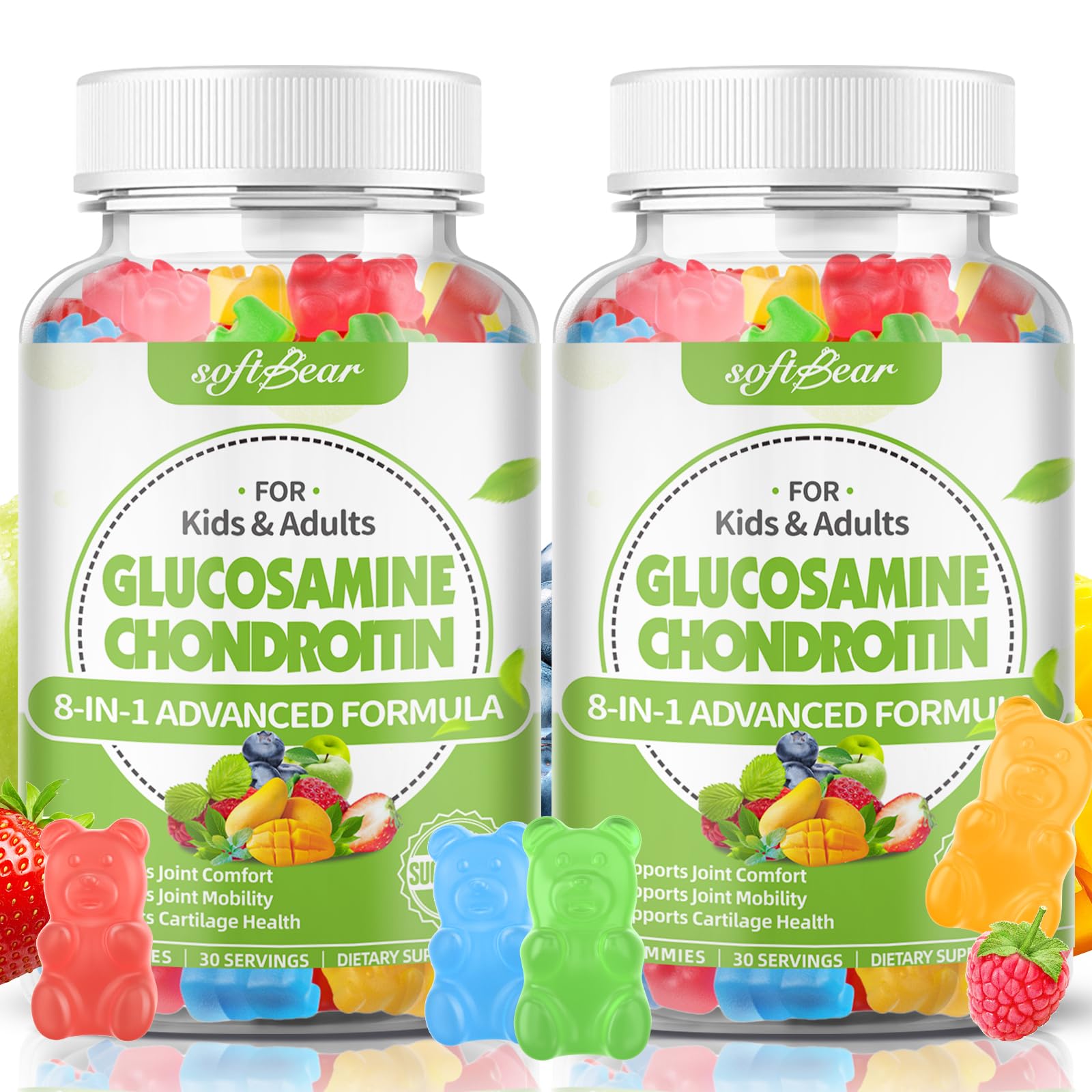 softbear Glucosamine Chondroitin Gummies with MSM Triple Strength, Organic, 120 Gummies