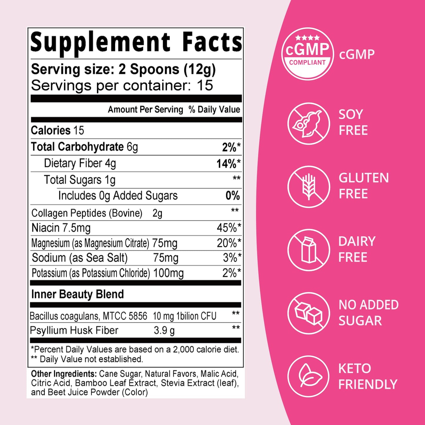 Lifebooil Daily Fiber Supplement Powder for Women & Men with Probiotics, Collagen & Electrolytes, Supports Digestive & Gut Health, Bloating Relief, 6.35 oz