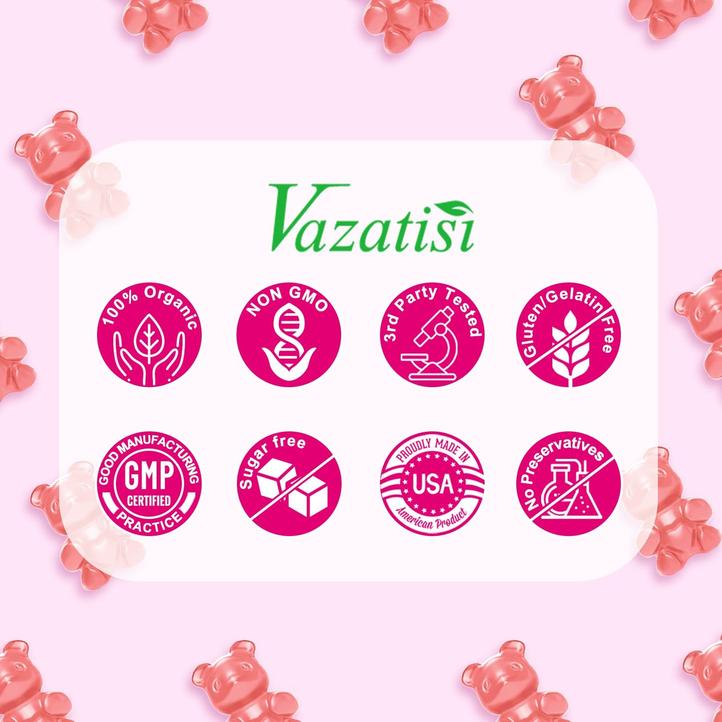 Vazatisi Calcium Magnesium Zinc Gummies with Vitamin D3 B12, Peach Flavor, 120 Gummies