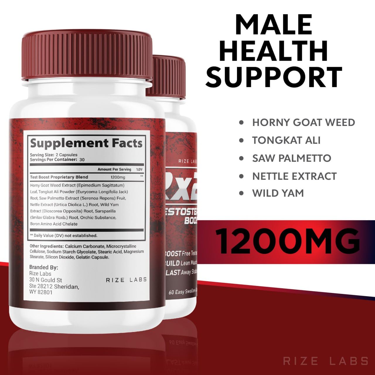 Rize Labs RX24 Dietary Pills for Men 120 Capsules