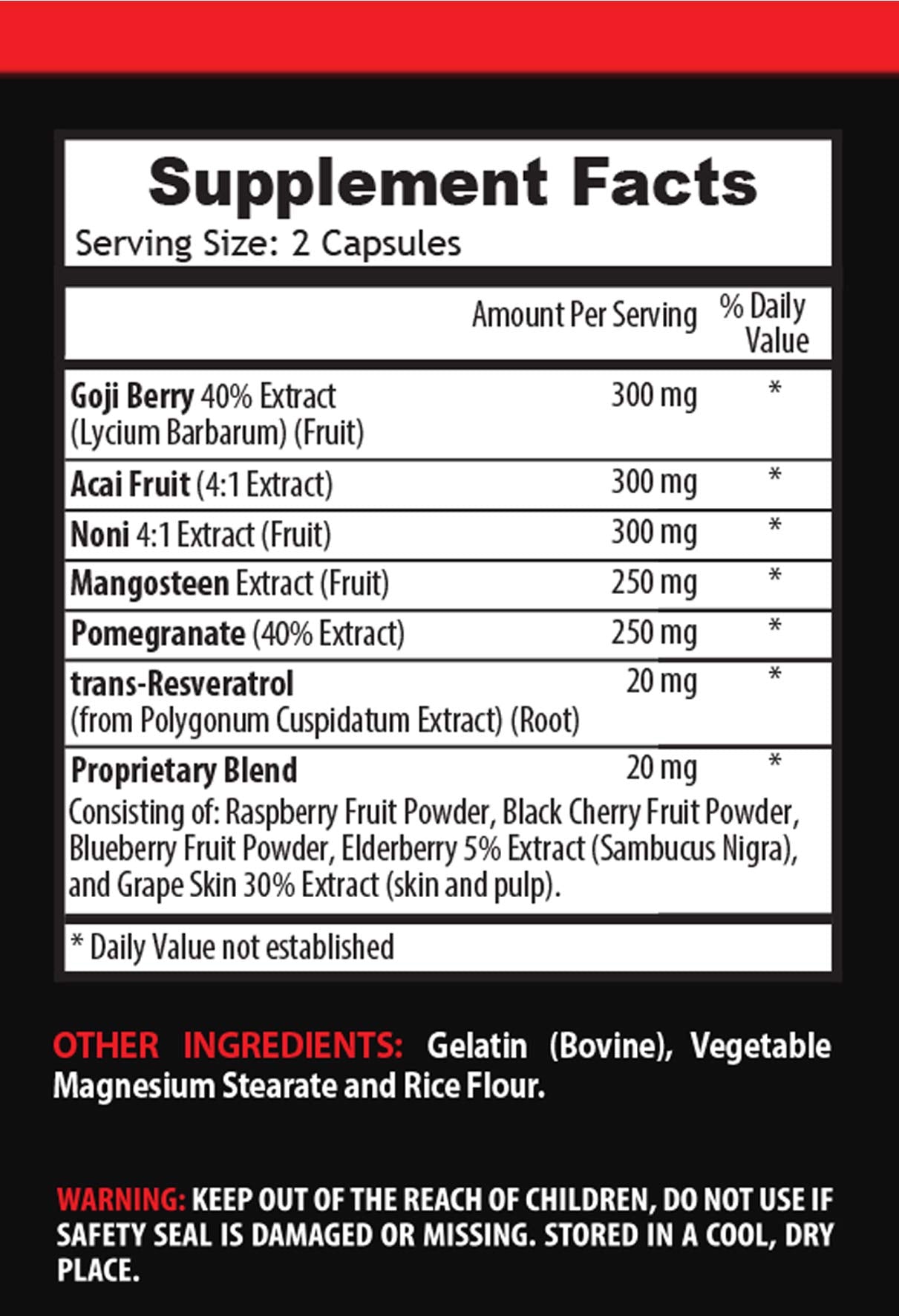 VIP VITAMINS Goji Berry Complex with Pomegranate, Resveratrol, Noni, Acai - Antioxidant Capsule, 120 Capsules