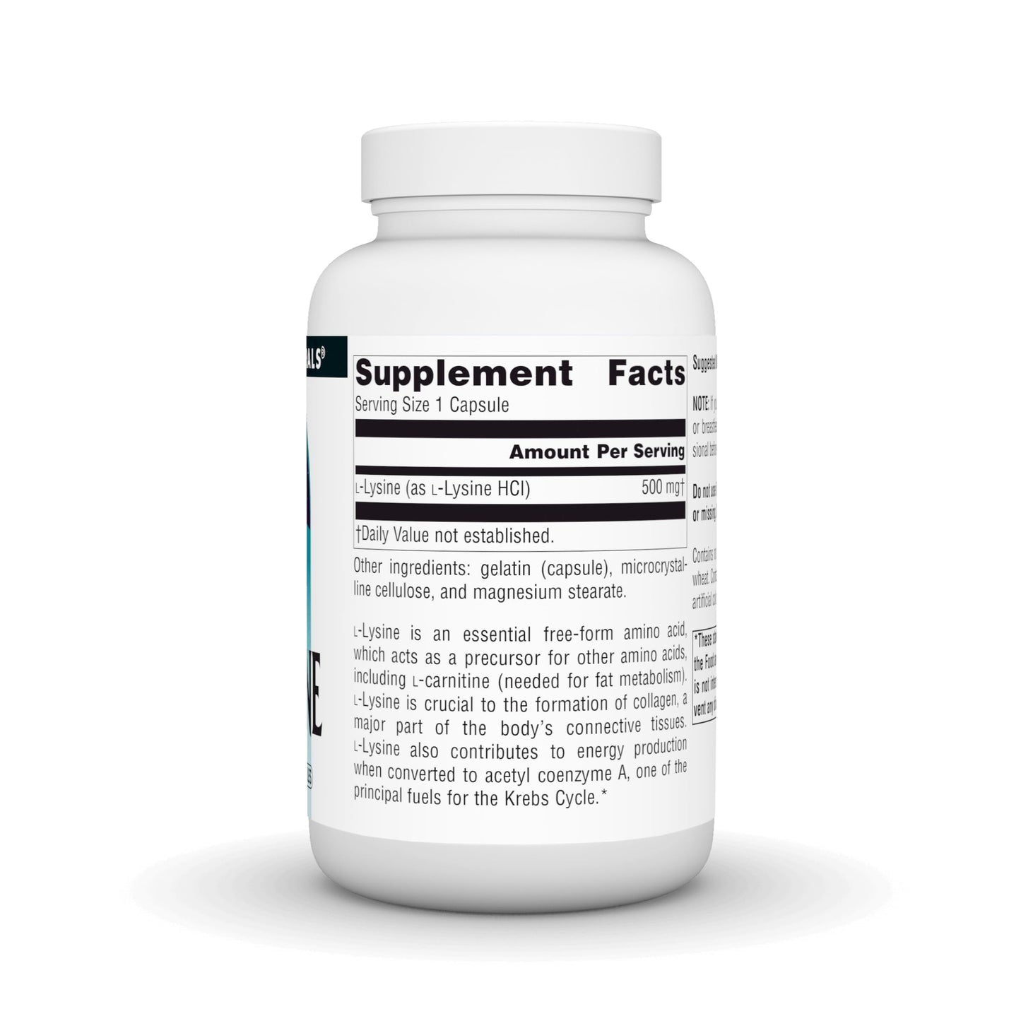 Source Naturals L-Lysine Free Form Amino Acid Supplement Capsules, 100 Count