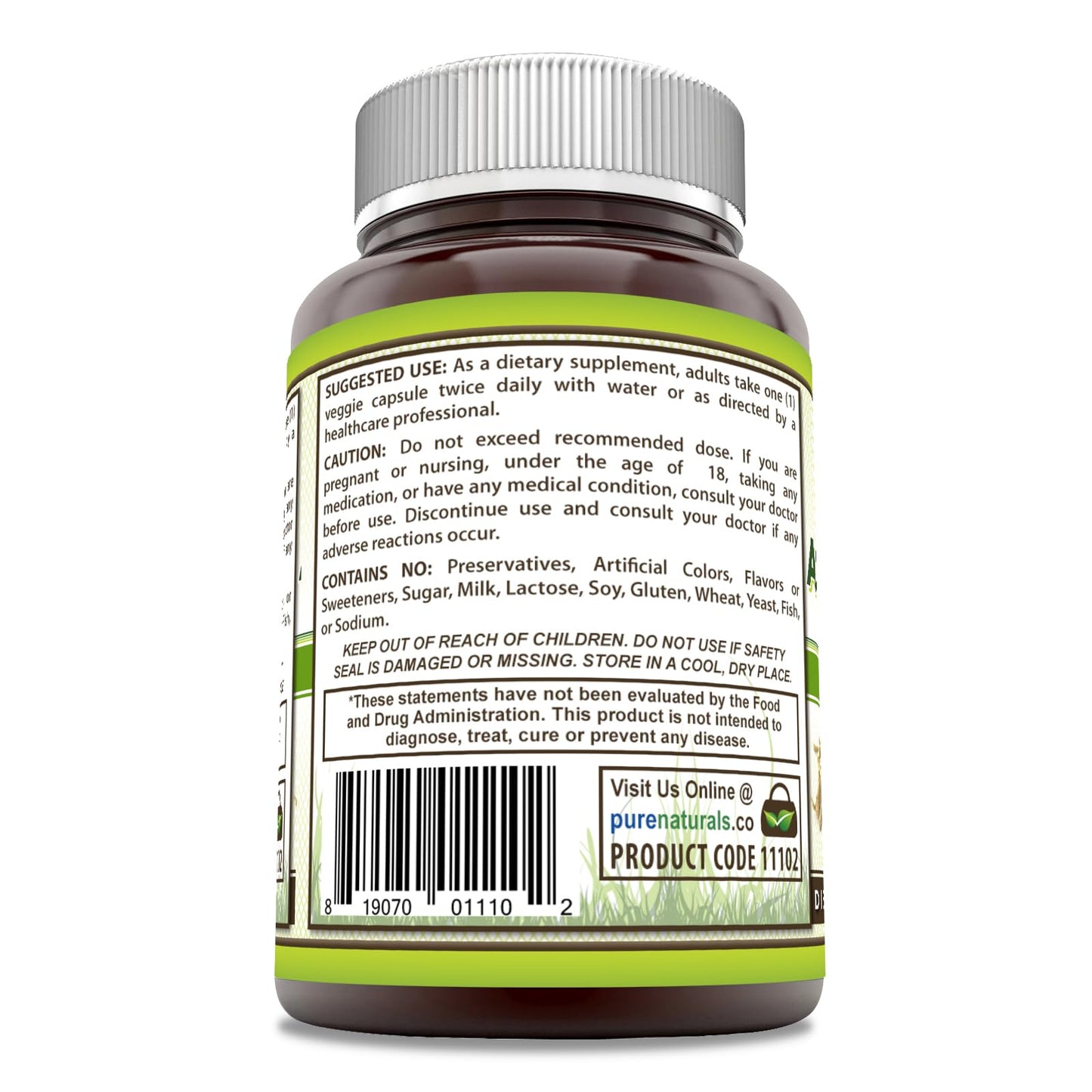 Pure Naturals Ashwagandha 500 Mg per Serving 120 Veggie Capsules