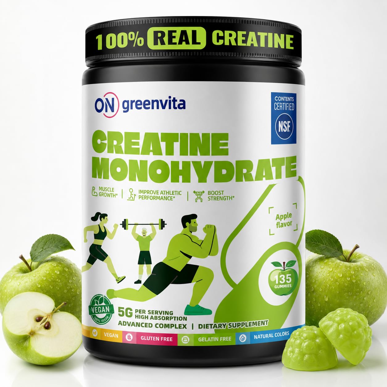 ON GREENVITA NUTRITION Creatine Monohydrate Gummies 135 Gummies
