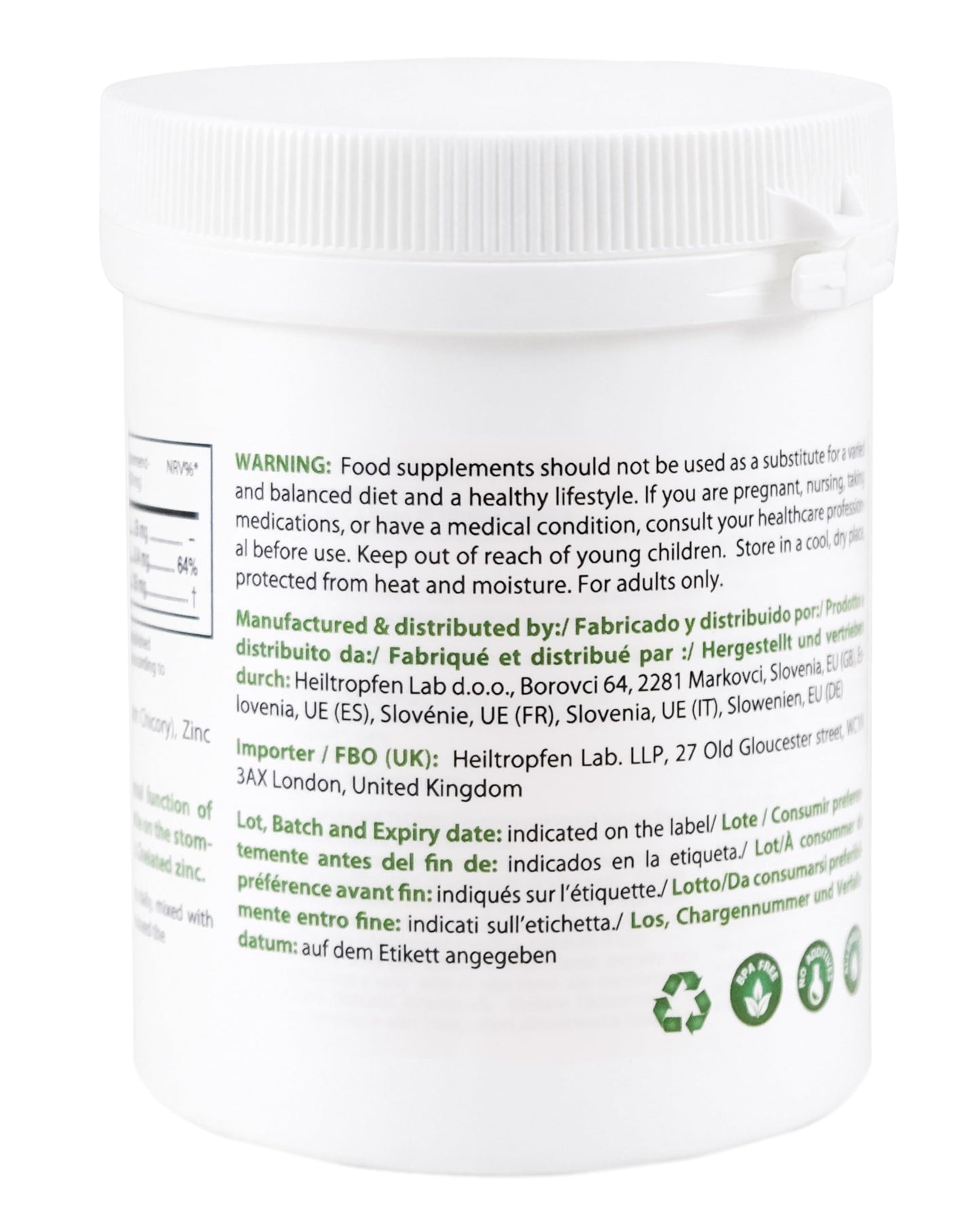 Heiltropfen Zinc Bisglycinate Powder with Inulin 8.8 oz