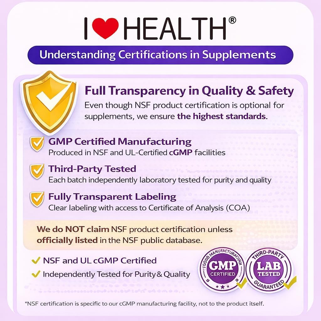 I LOVE HEALTH NMN 1000mg Nicotinamide Mononucleotide NAD+ Support, 60 Capsules