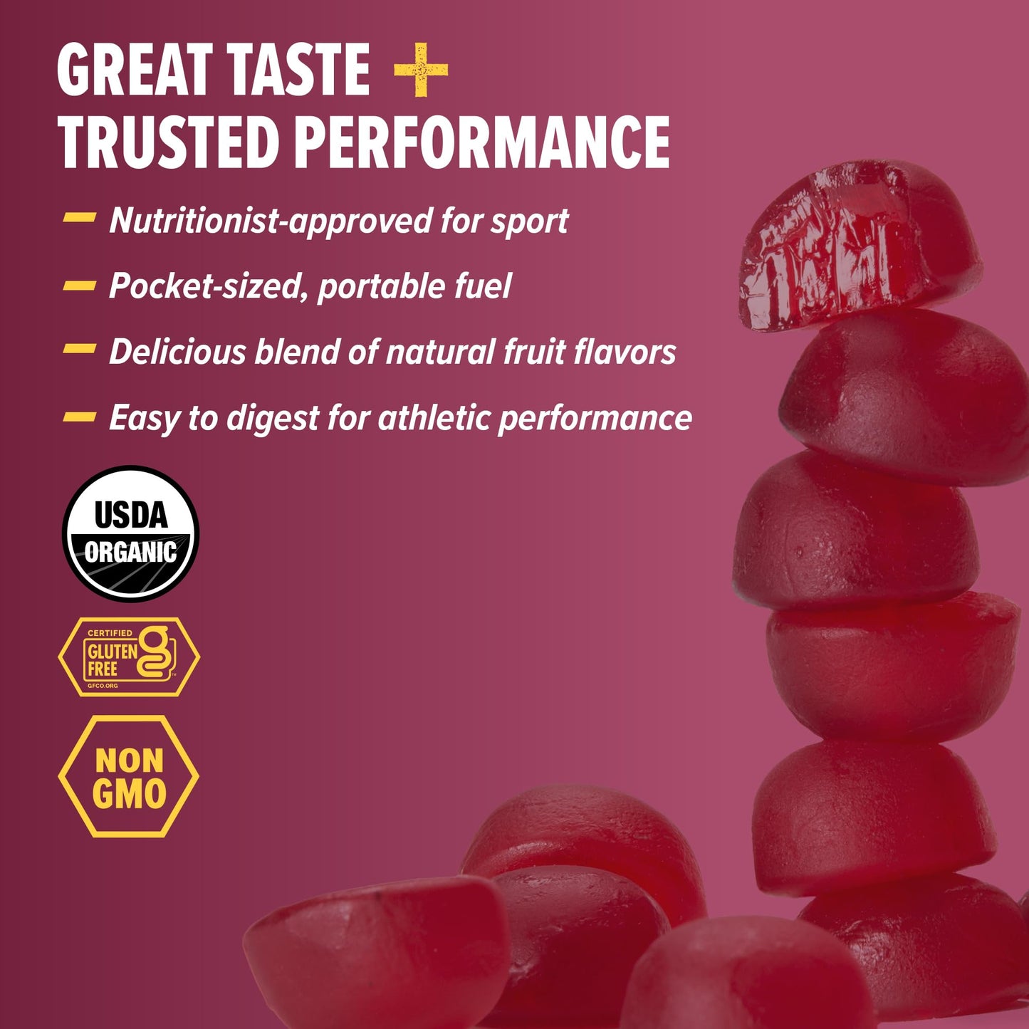 Honey Stinger Organic Pomegranate Passionfruit Energy Chews, Gummy, 12 Count