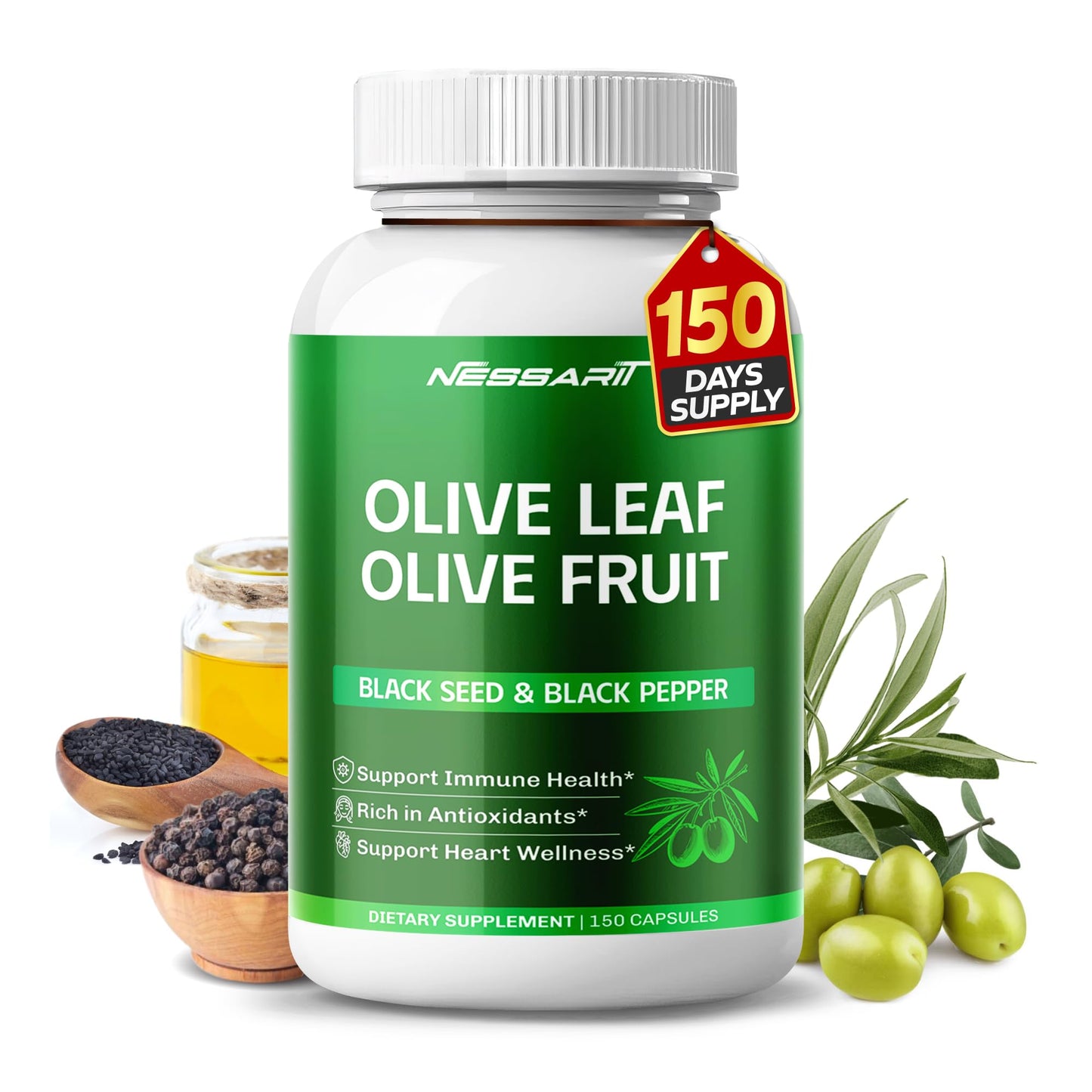 NESSARIT Olive Leaf Supplement Capsules 150