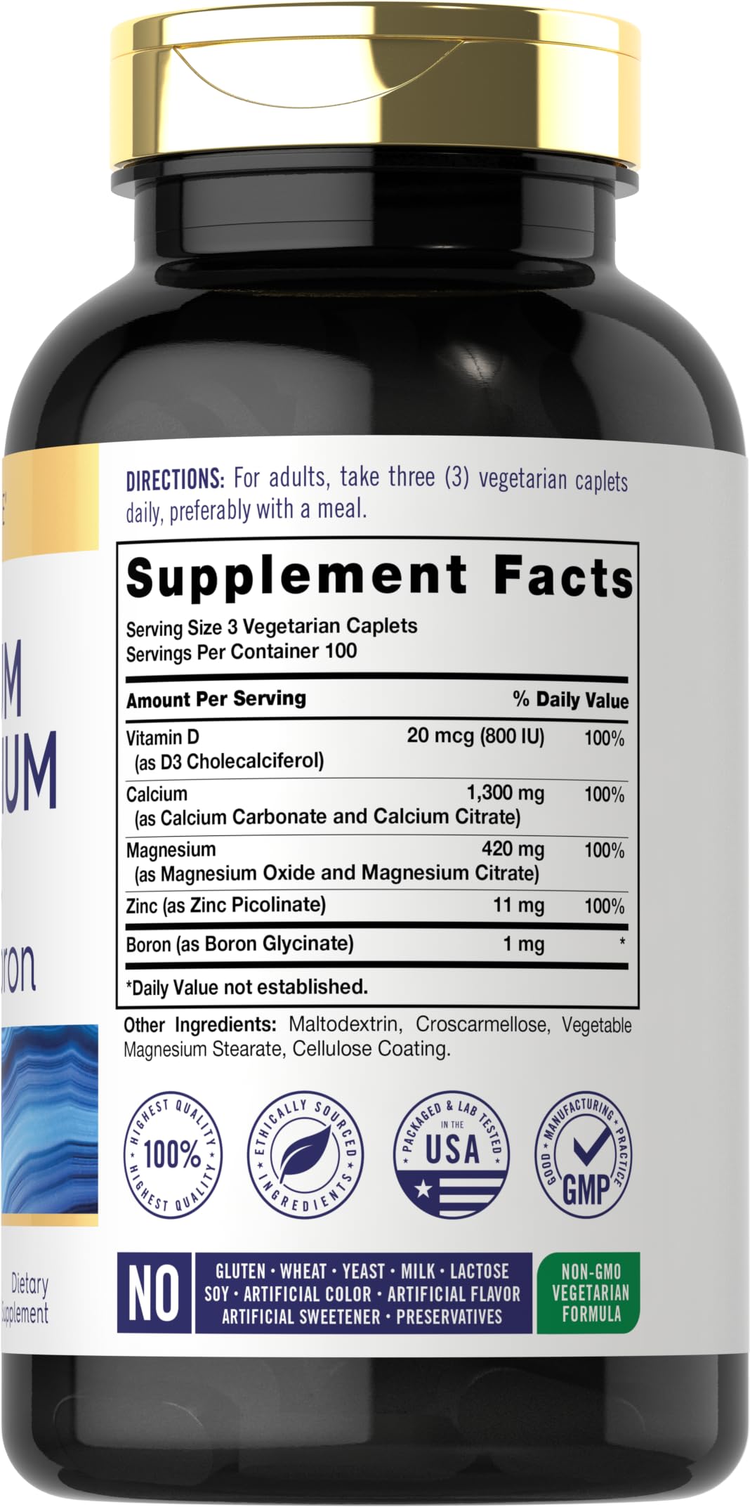 Carlyle Calcium Magnesium Zinc D3 Boron Caplets, 300 Count