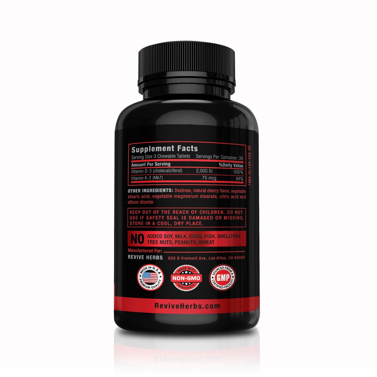 Revive Herbs Vitamin K2 D3 Tablets, 90 Count