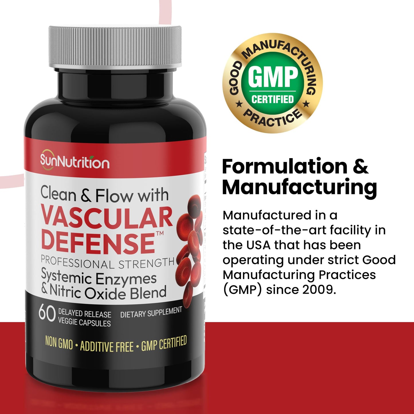 SunNutrition Vascular Defense Nitric Oxide Support Capsules, 60 Count
