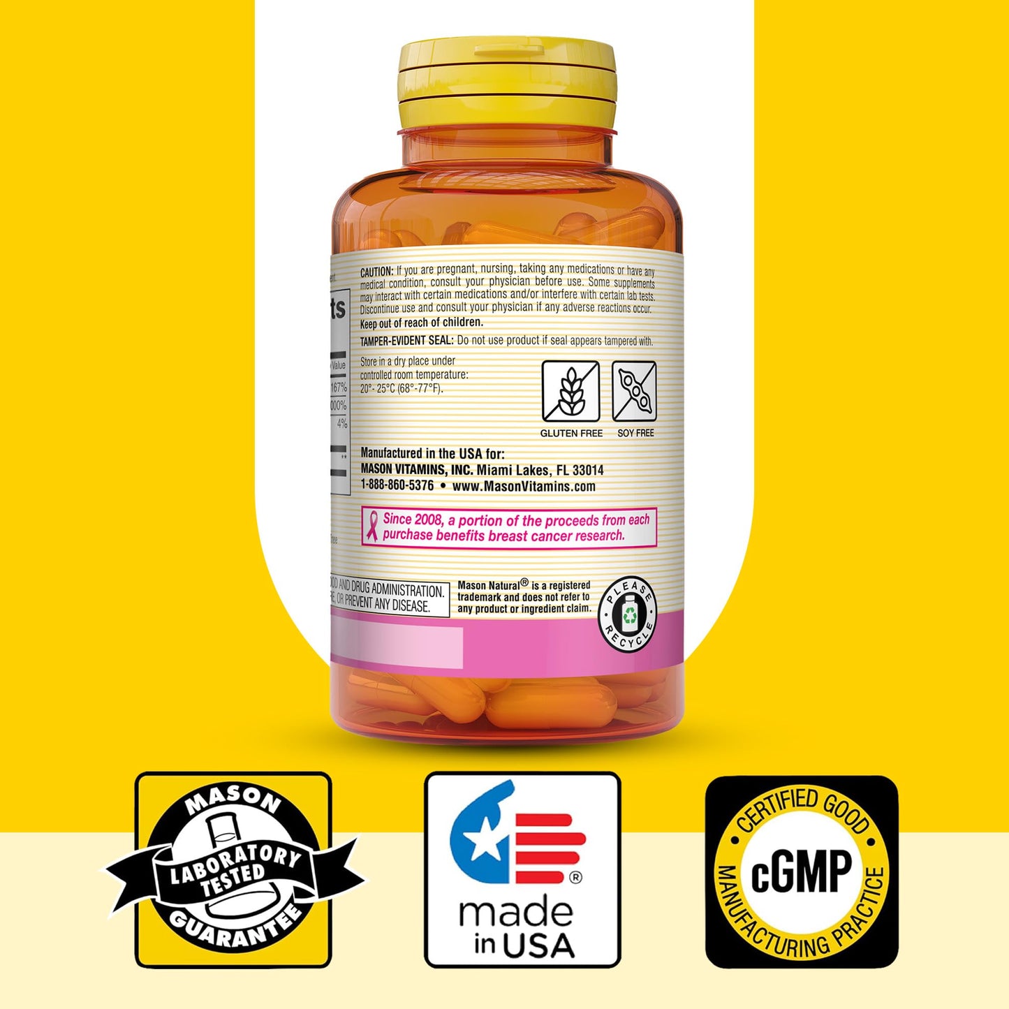 MASON NATURAL 1500mg Collagen with Vitamin C & Biotin, 120 Capsules