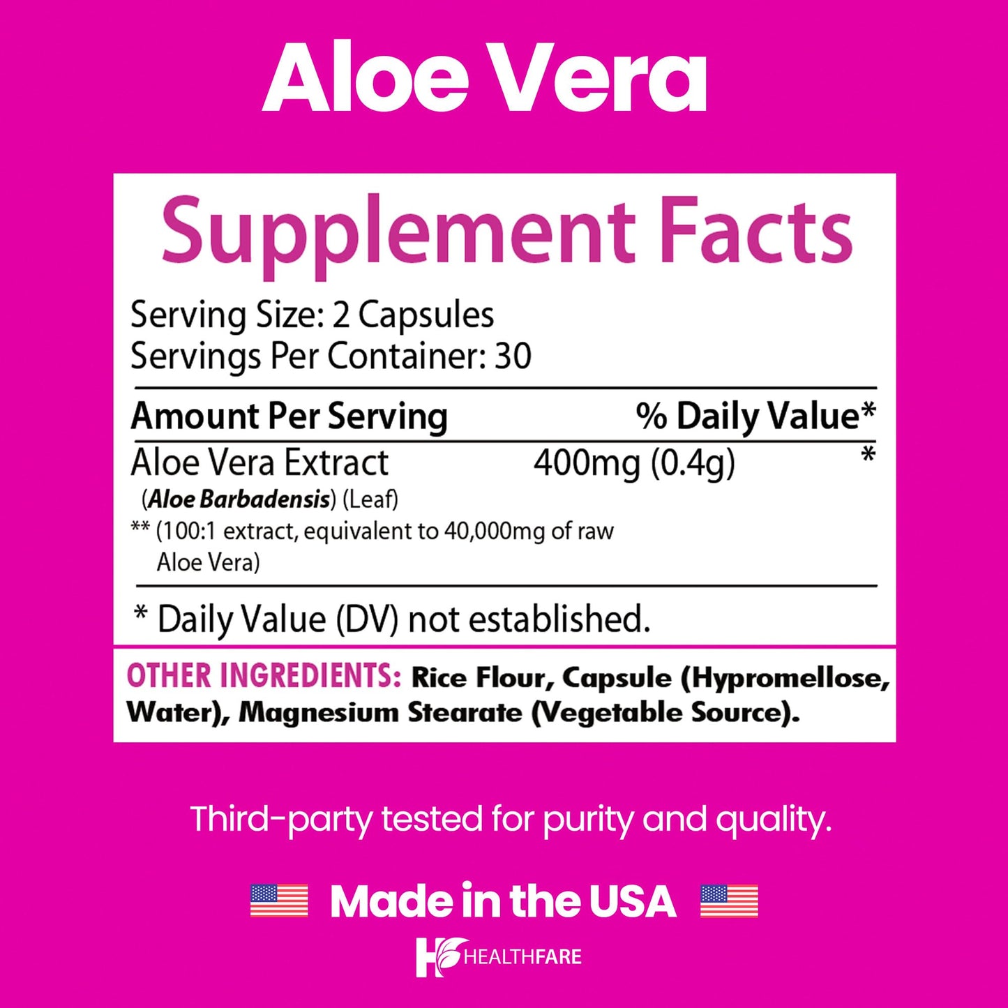 Healthfare Aloe Vera Capsules 60 Count