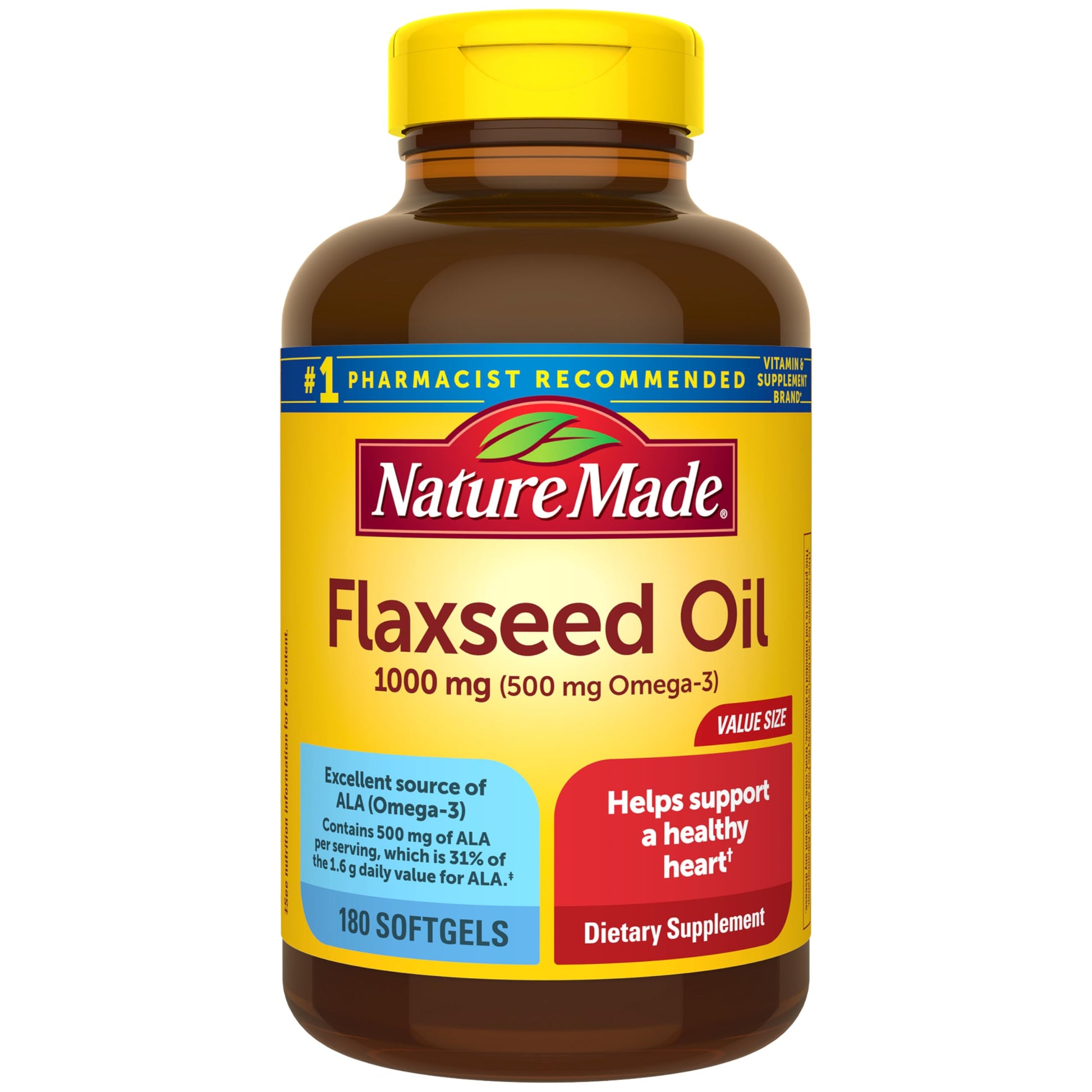 Nature Made Flaxseed Oil 1000 mg Softgel, 180 Softgels