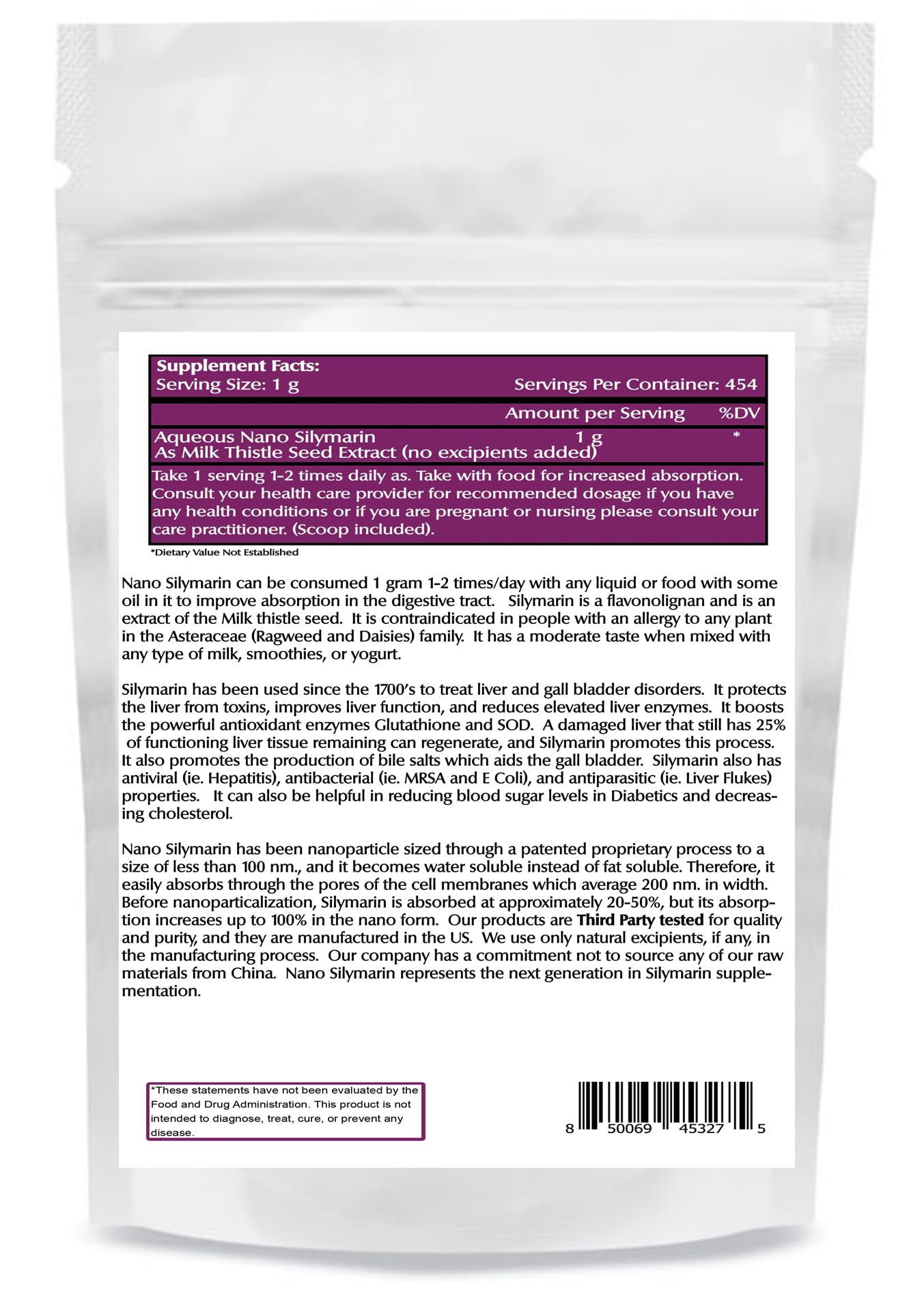 One Planet Nutrition Nano Silymarin Powder 16 oz
