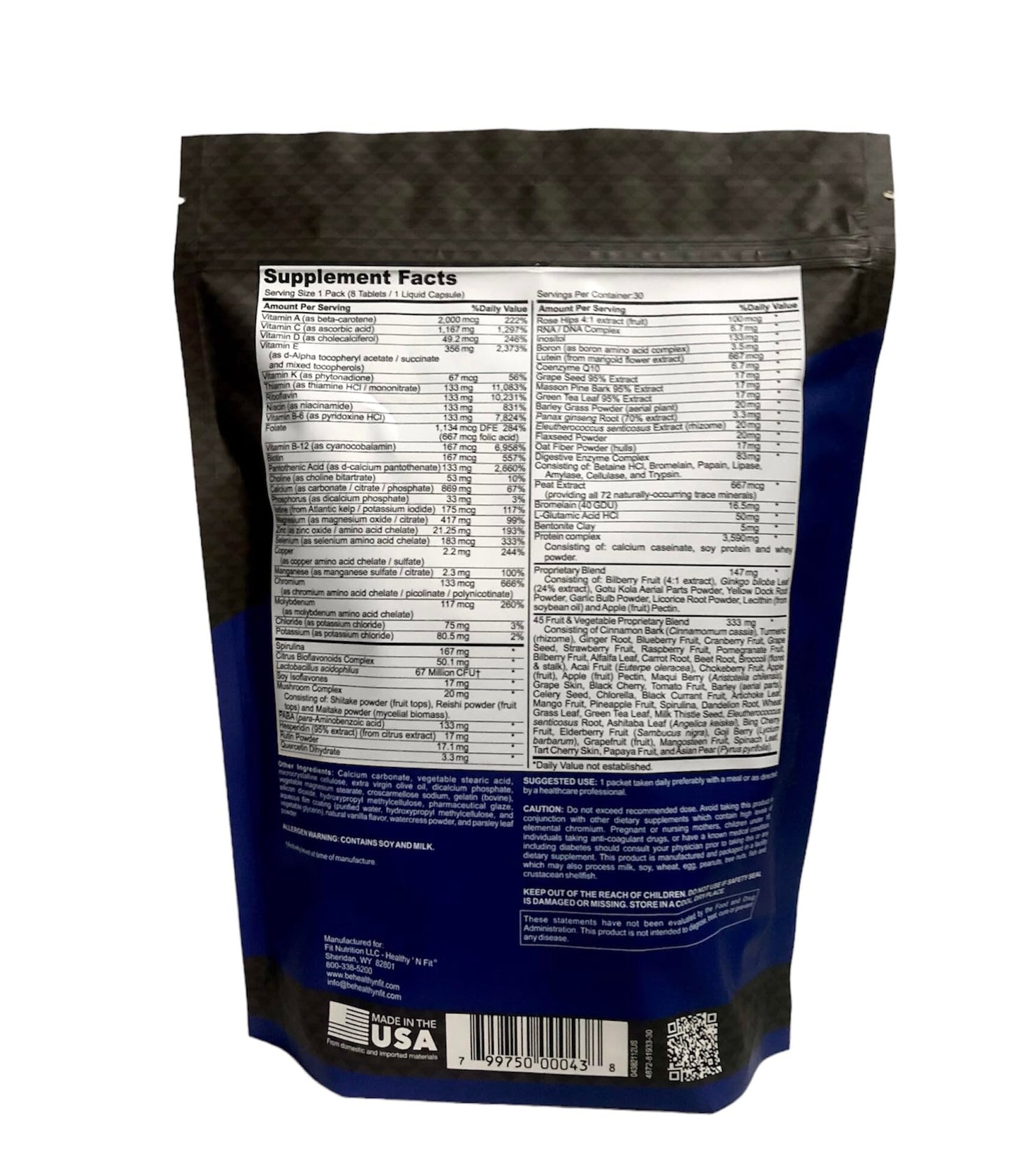 Healthy 'N Fit Super-Nutri Pack Mega Potency Multi-Vitamin Pak Tablets, 30 Count