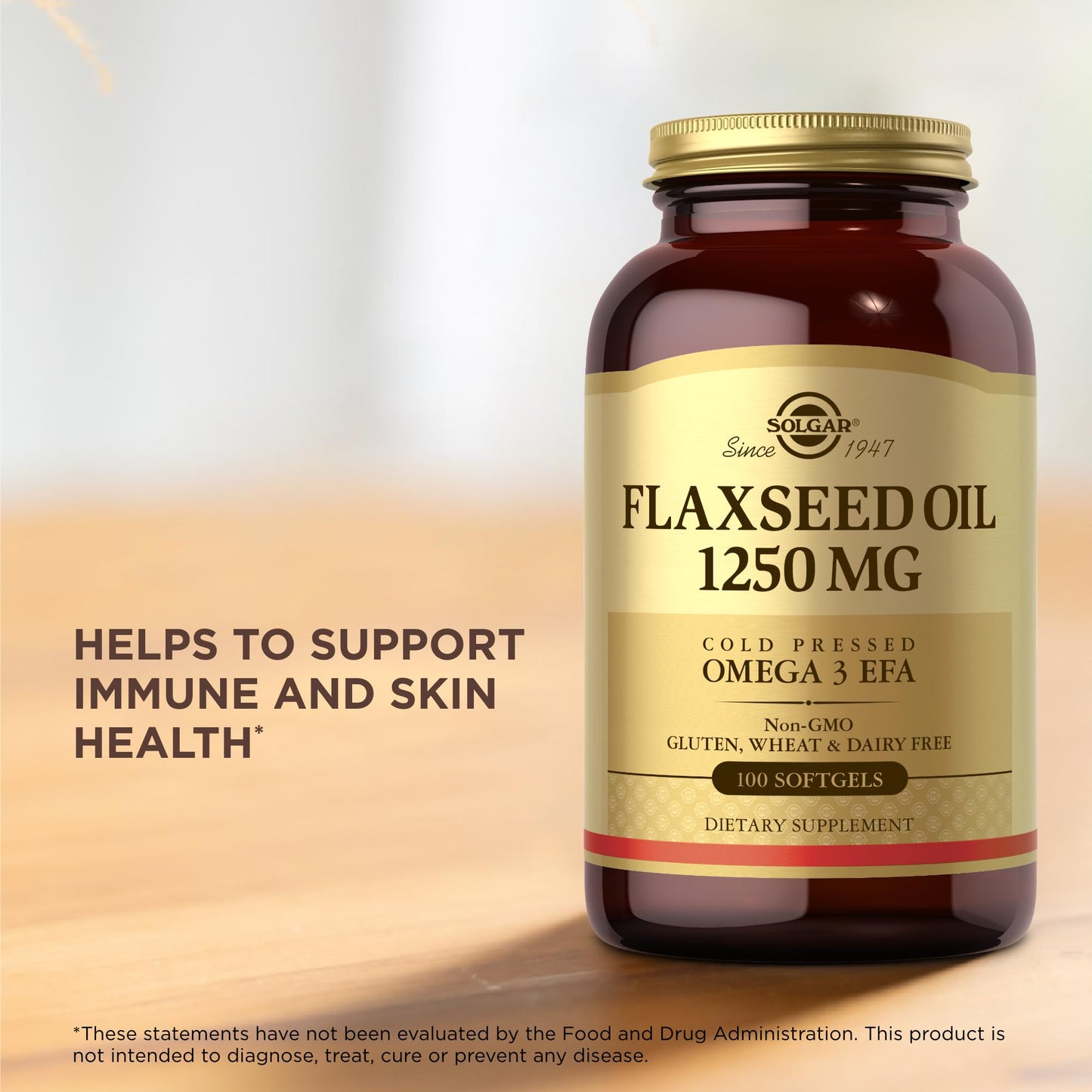 Solgar Flaxseed Oil 1250 mg Softgels, 100 Softgels