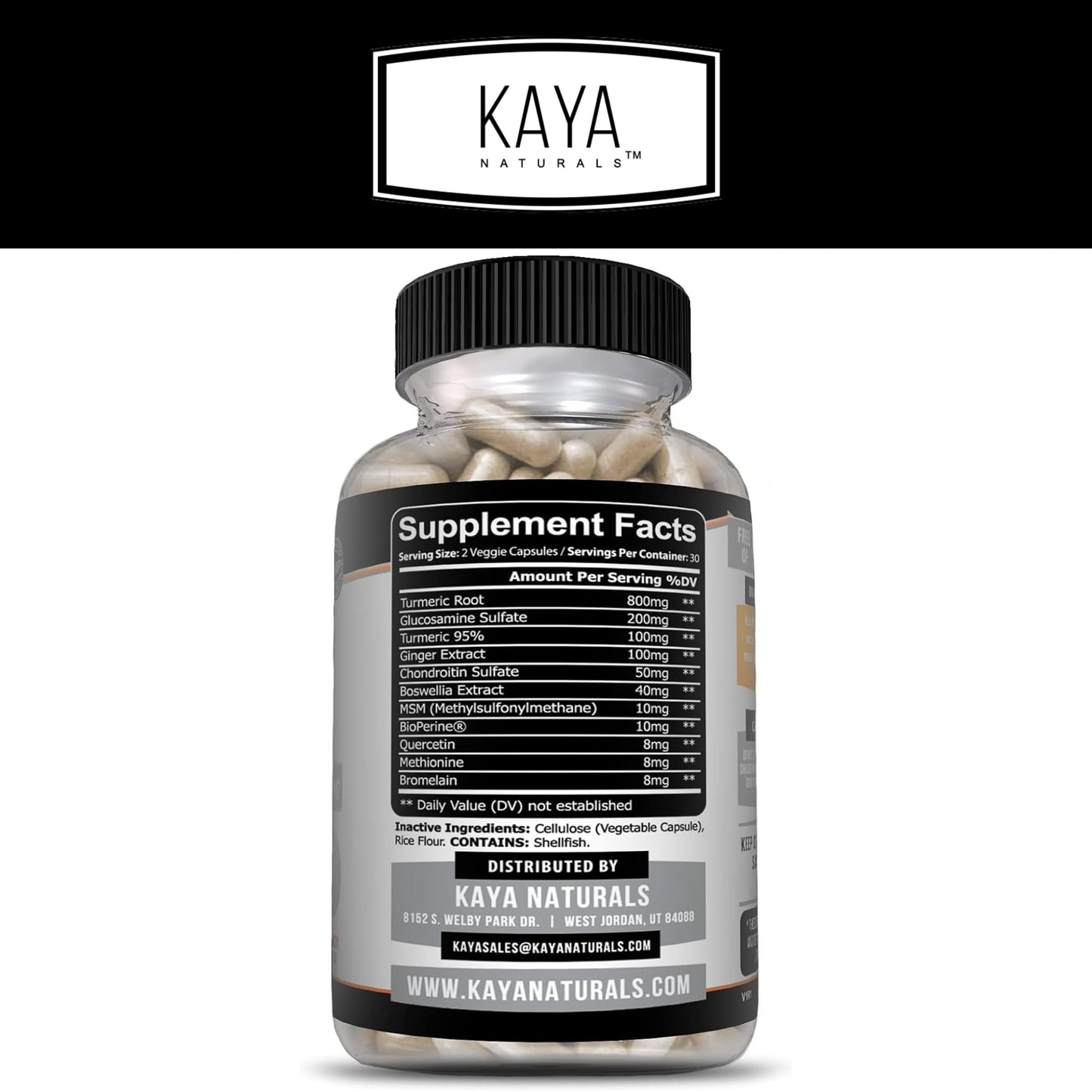 Kaya Naturals Platinum Turmeric Curcumin 1334mg with Boswellia, 120 Capsules
