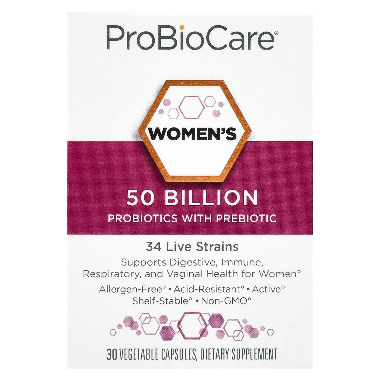 ProBioCare Probiotic for Women, 50 Billion CFUs with Prebiotic, 30 Capsules