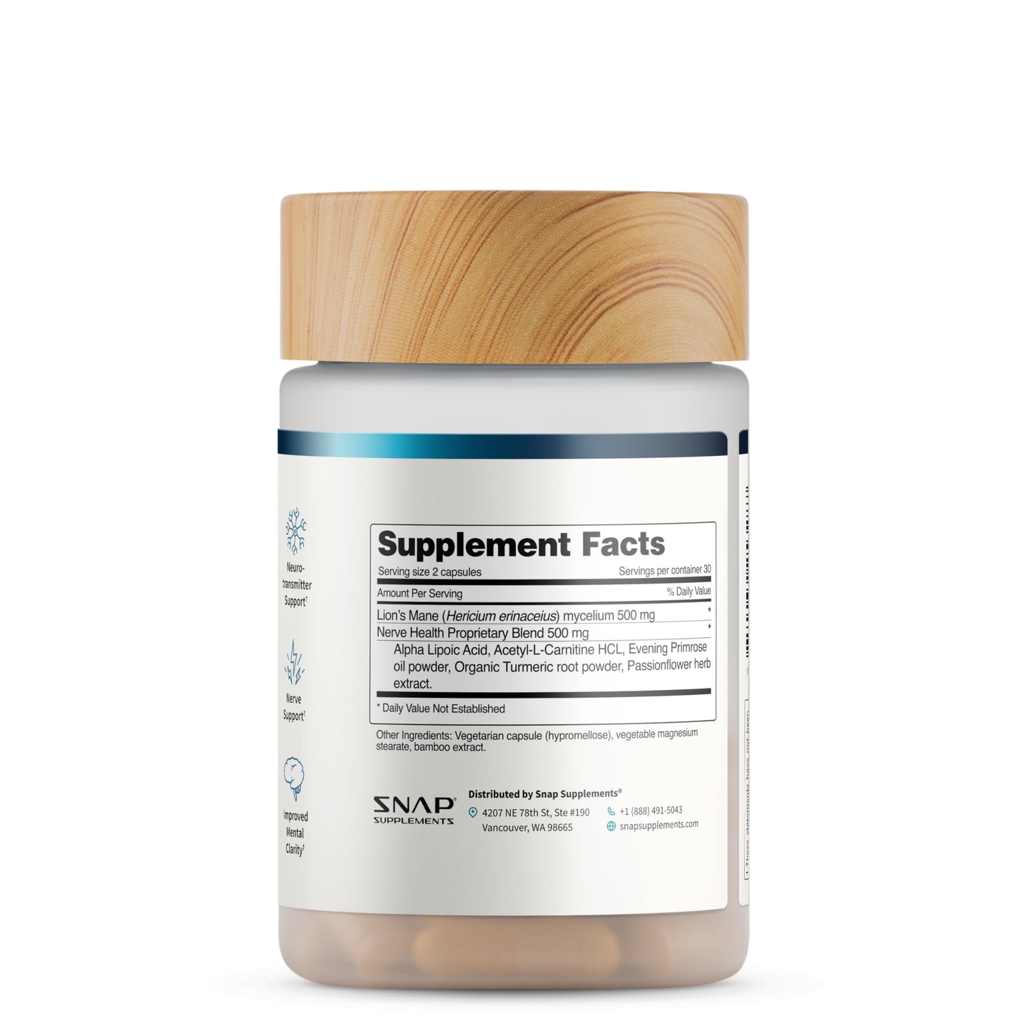Snap Supplements Nerve Health Support with Lion's Mane Capsules 60