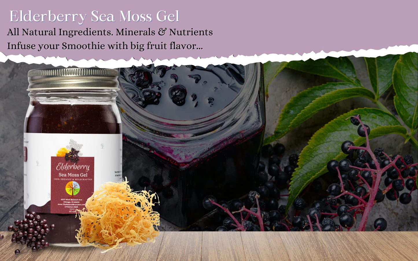 The Natural Branches Organic Elderberry Sea Moss Gel Softgel 1 Count