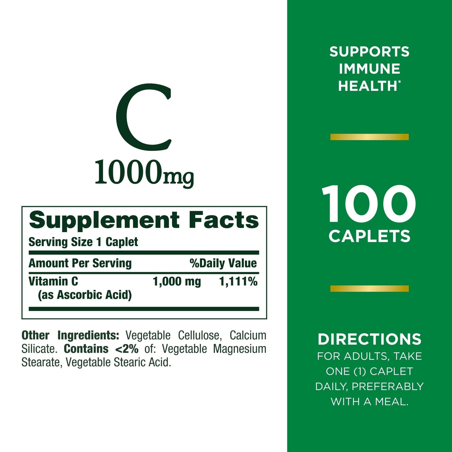 Nature's Bounty Vitamin C 1000mg Caplets, 200 Count