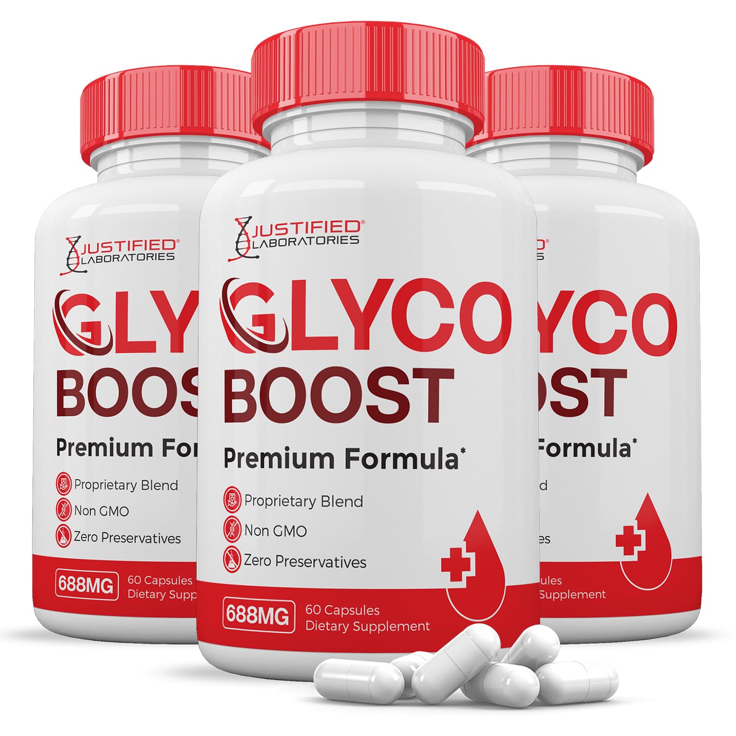Justified Laboratories Glyco Boost Pills 688MG Glycogen Support Premium Formula Glycoboost Gluco Support Capsules 180 Capsules