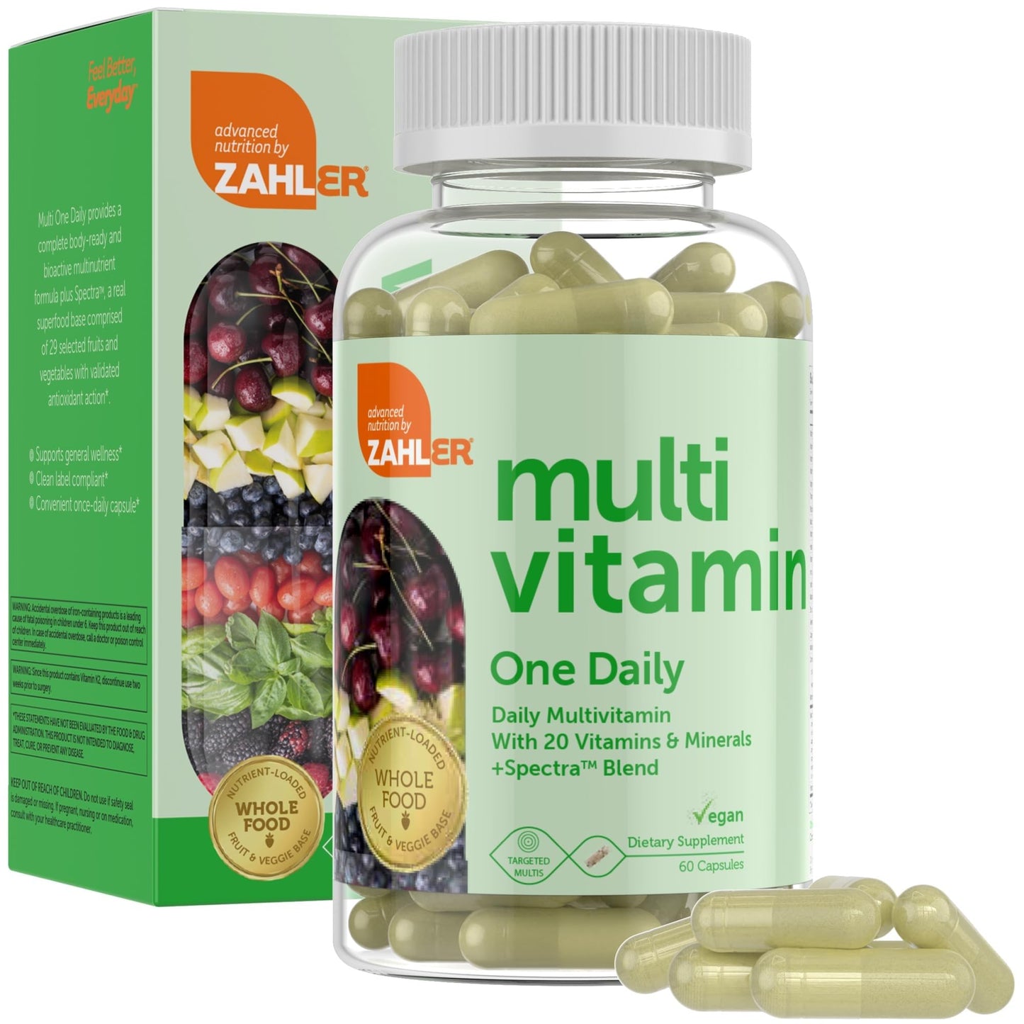 Zahler One Daily Vegan Multivitamins for Women & Men Capsules 60 Count