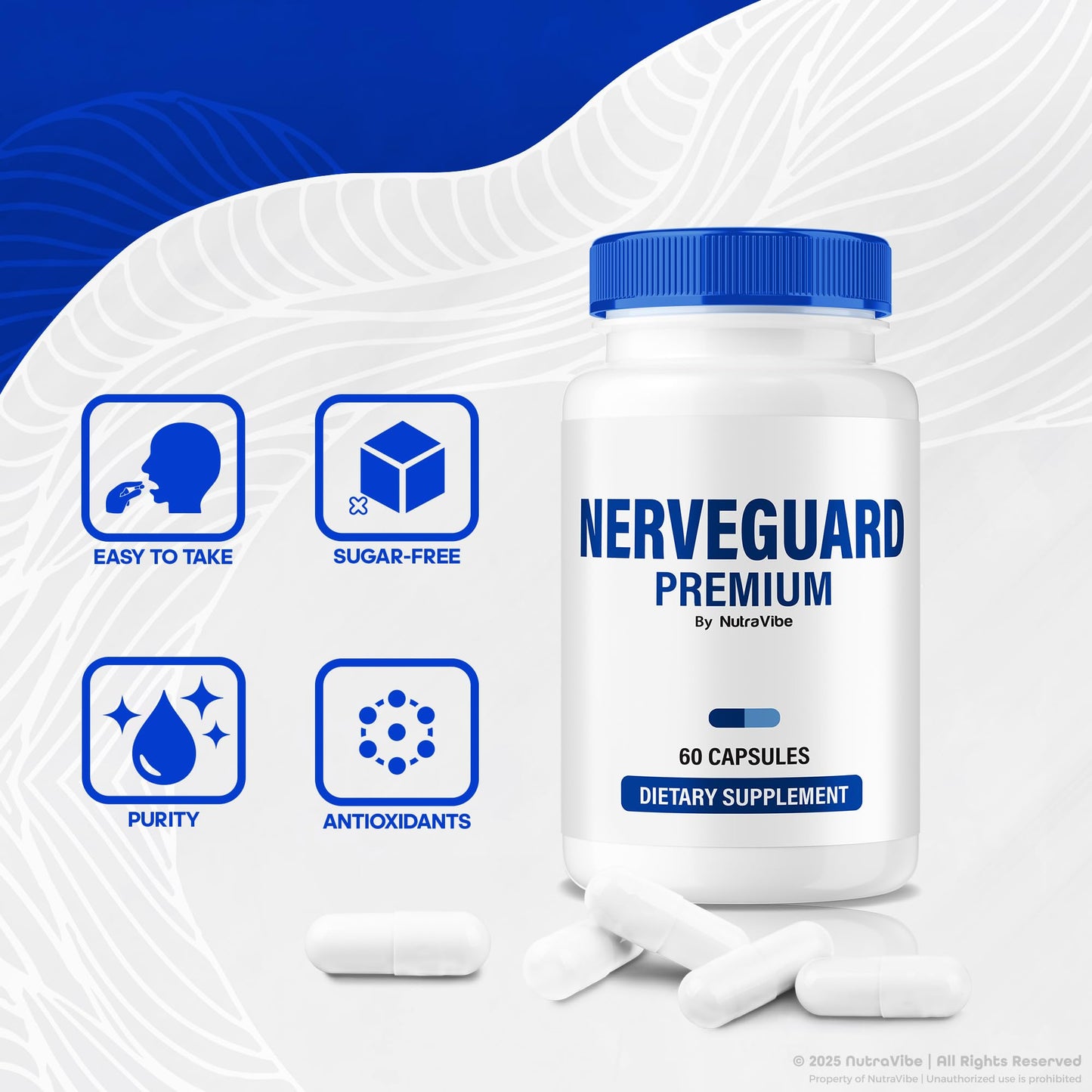 NutraVibe NerveGuard Premium Capsules, 60 Count