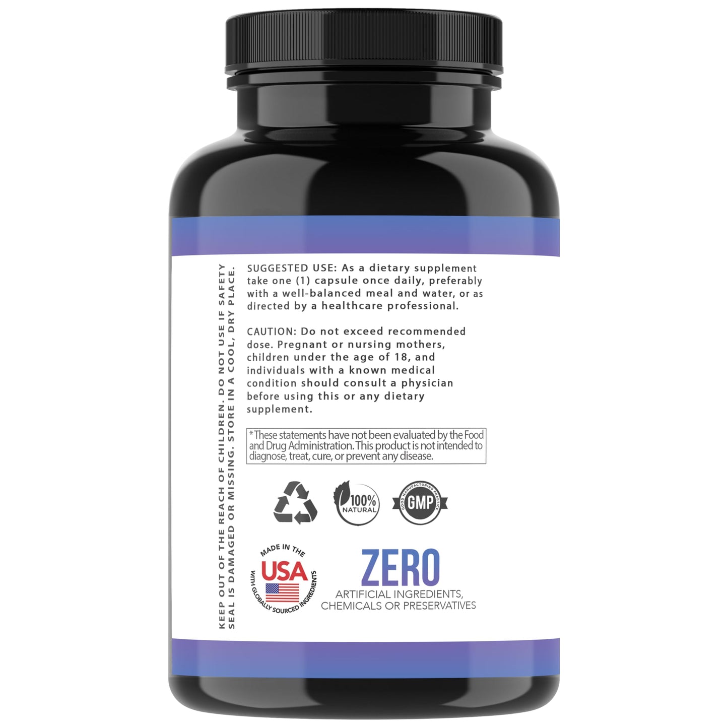 Angry Supplements Just Pure Zinc, Magnesium & Vitamin B6 Capsules 120 Count