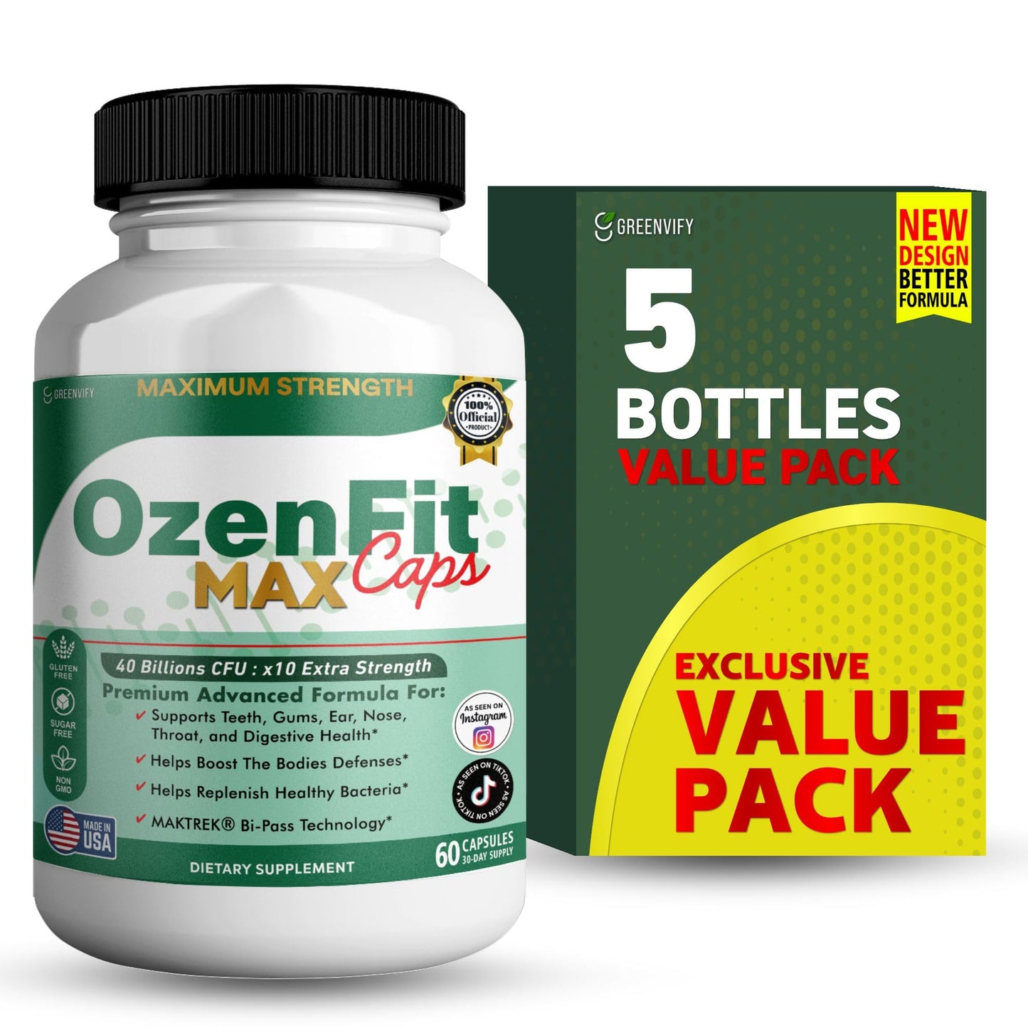 GREENVIFY OzenFit Caps Max Probiotic Supplement Capsule, 60 Capsules
