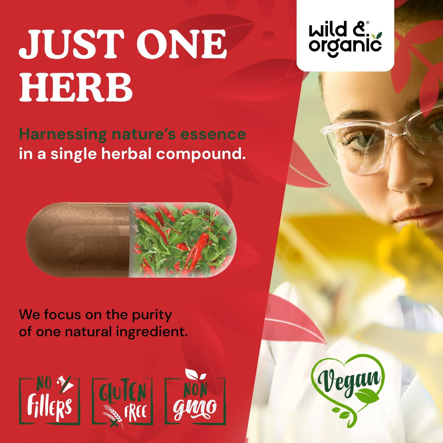 Wild & Organic Cayenne Pepper Capsules 500 mg 90 Count